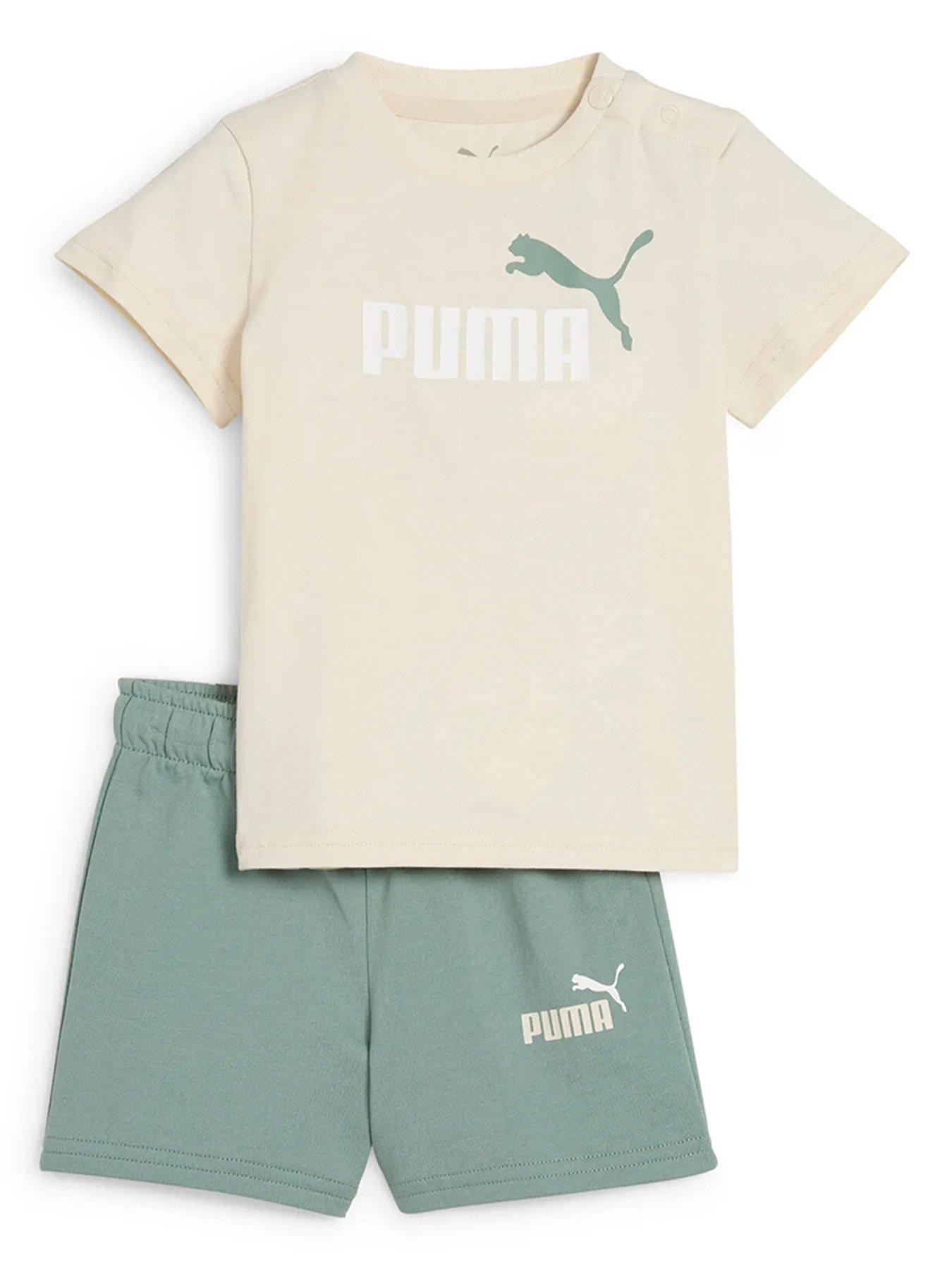 puma-toddler-unisex-t-shirt-and-short-set-beigegreen