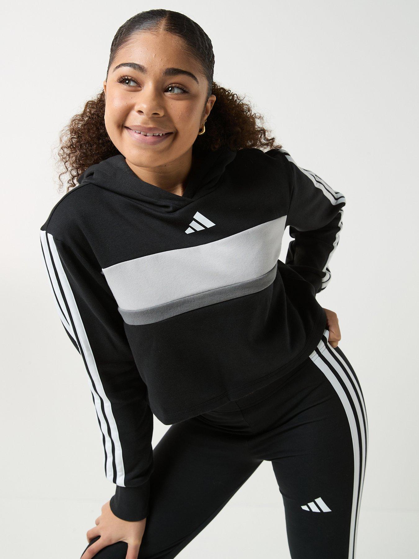 adidas Sportswear Junior Girls Seasonal Essentials Tiberio 3-Stripes Fleece Leggings Set - Black