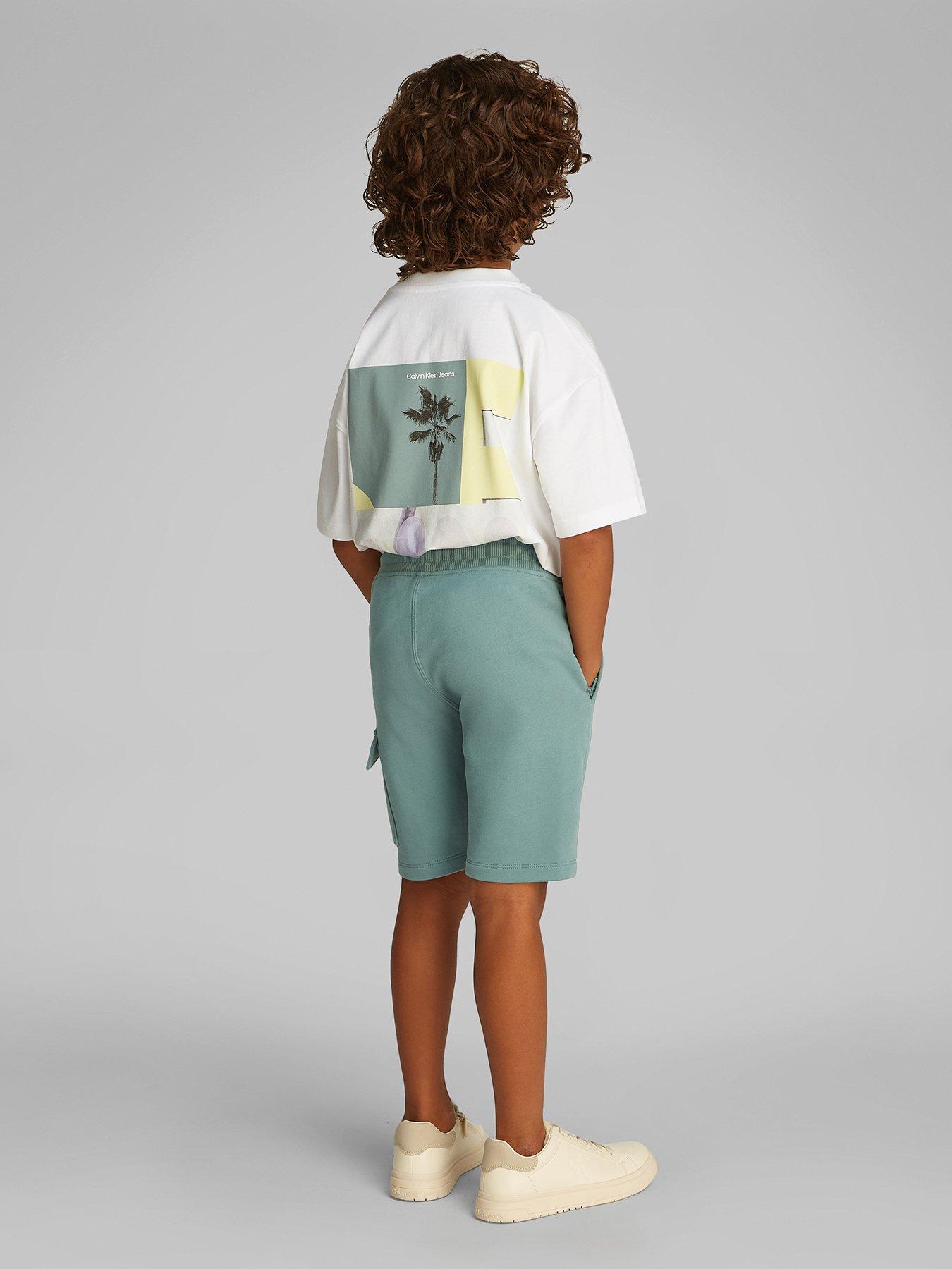 calvin-klein-jeans-boys-peached-terry-cargo-short-greenstillFront