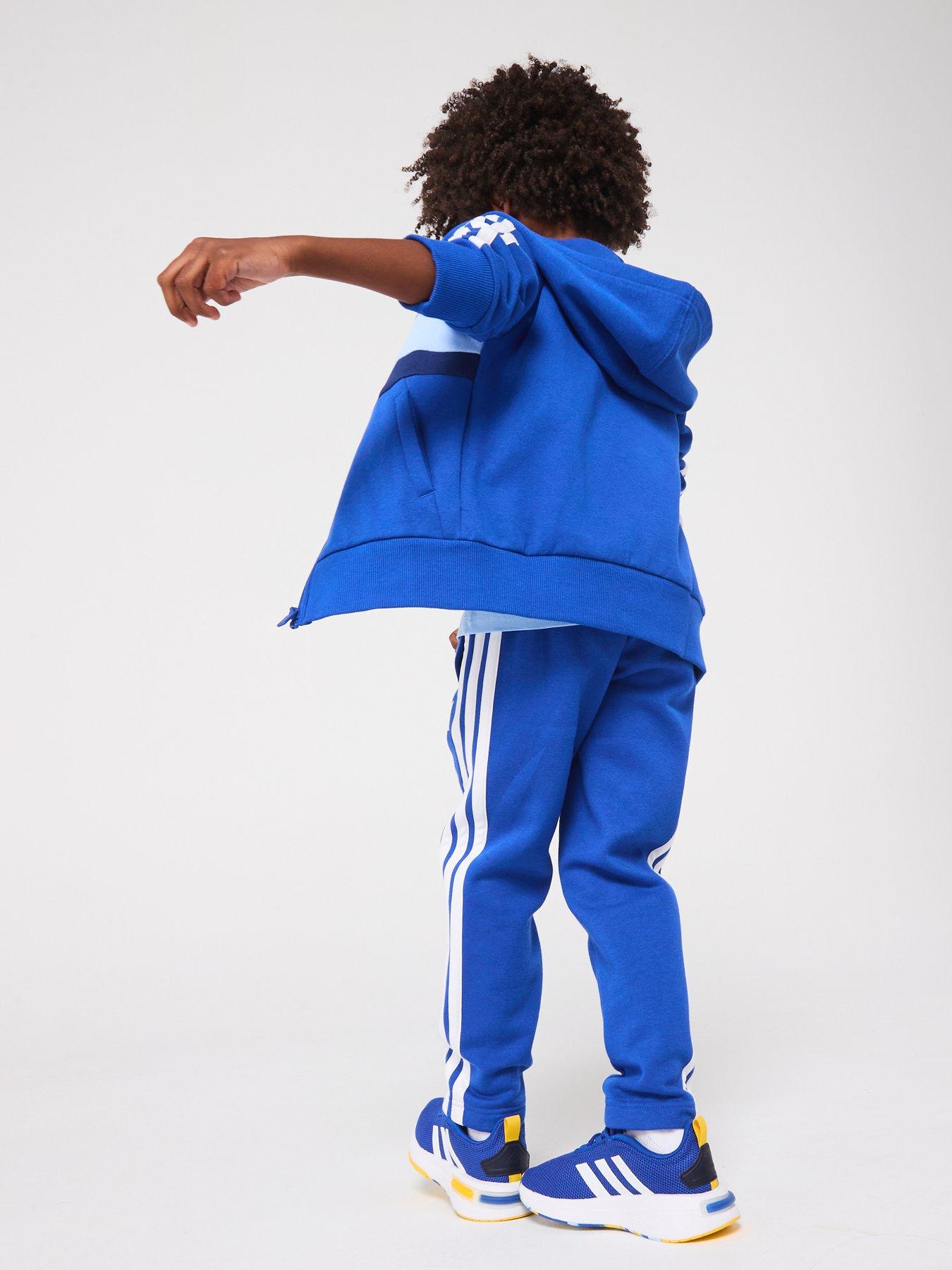 Image 2 of 6 of adidas Sportswear Kids Unisex Seasonal Essentials Tiberio 3-Stripes Fleece Tracksuit - Blue