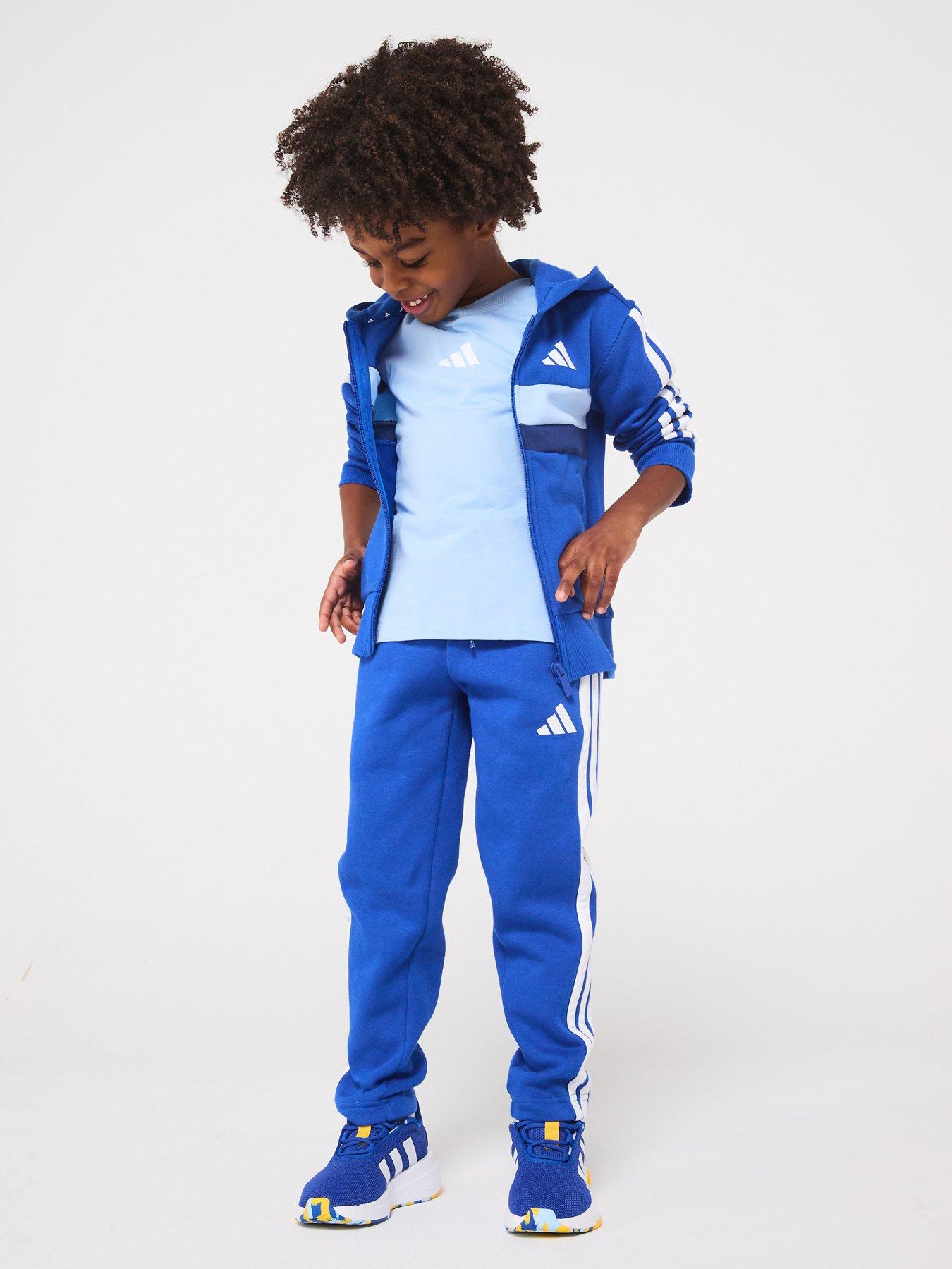 Image 3 of 6 of adidas Sportswear Kids Unisex Seasonal Essentials Tiberio 3-Stripes Fleece Tracksuit - Blue