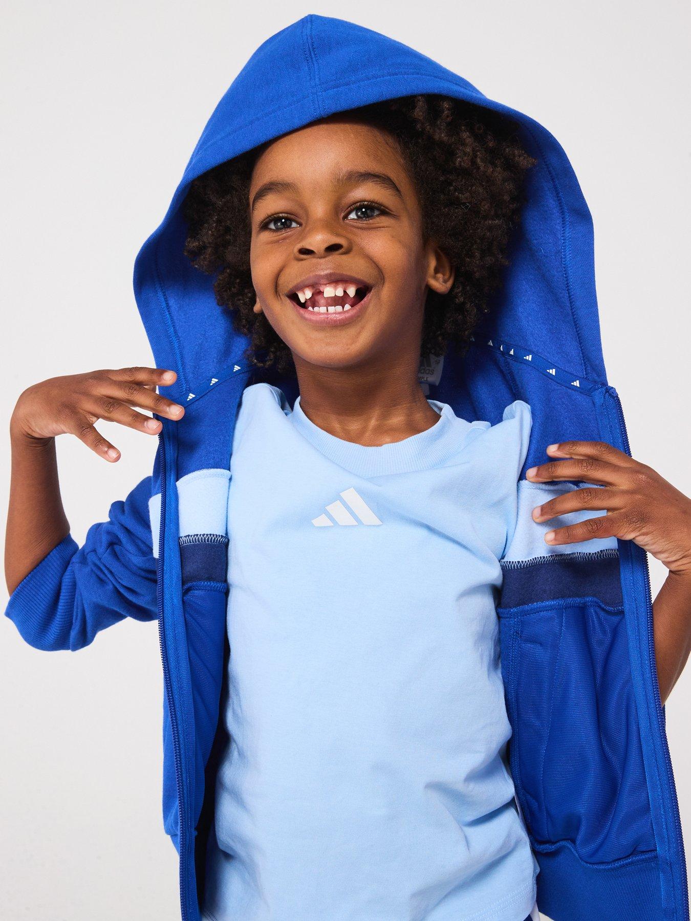 Image 4 of 6 of adidas Sportswear Kids Unisex Seasonal Essentials Tiberio 3-Stripes Fleece Tracksuit - Blue