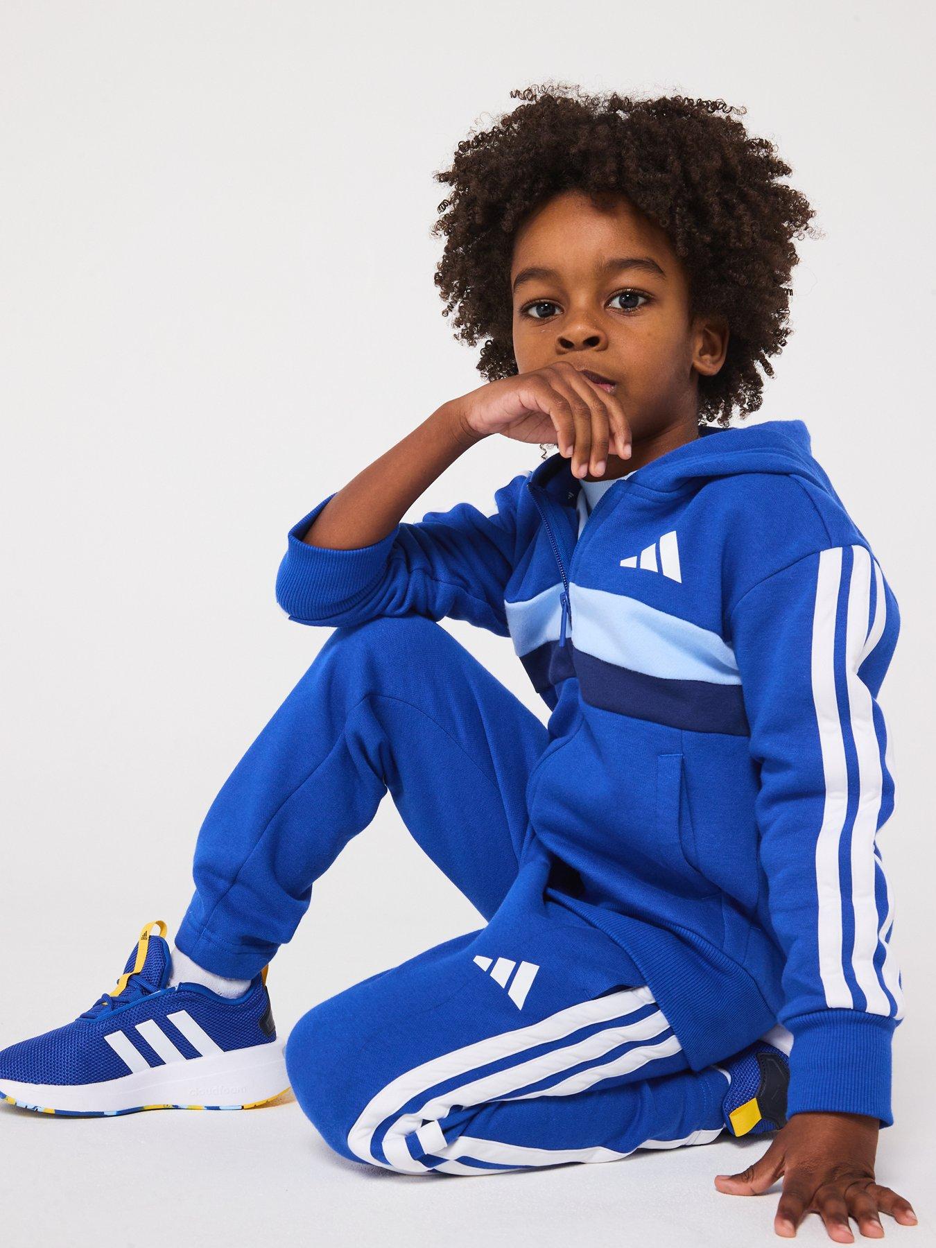 Image 6 of 6 of adidas Sportswear Kids Unisex Seasonal Essentials Tiberio 3-Stripes Fleece Tracksuit - Blue