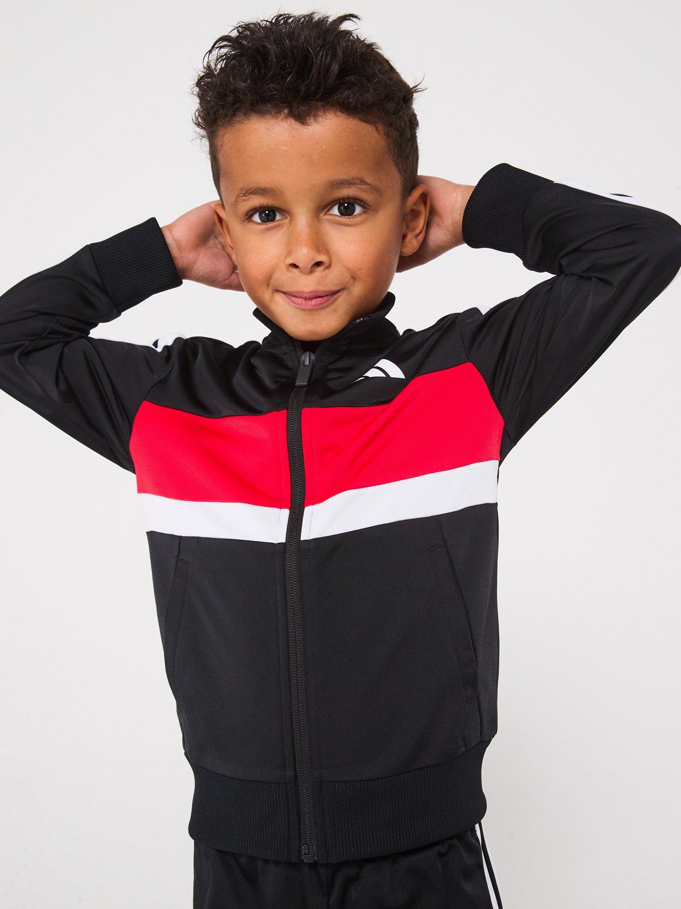 Image 6 of 6 of adidas Sportswear Kids Boys Essentials 3 Stripe Tracksuit - Black/ Red