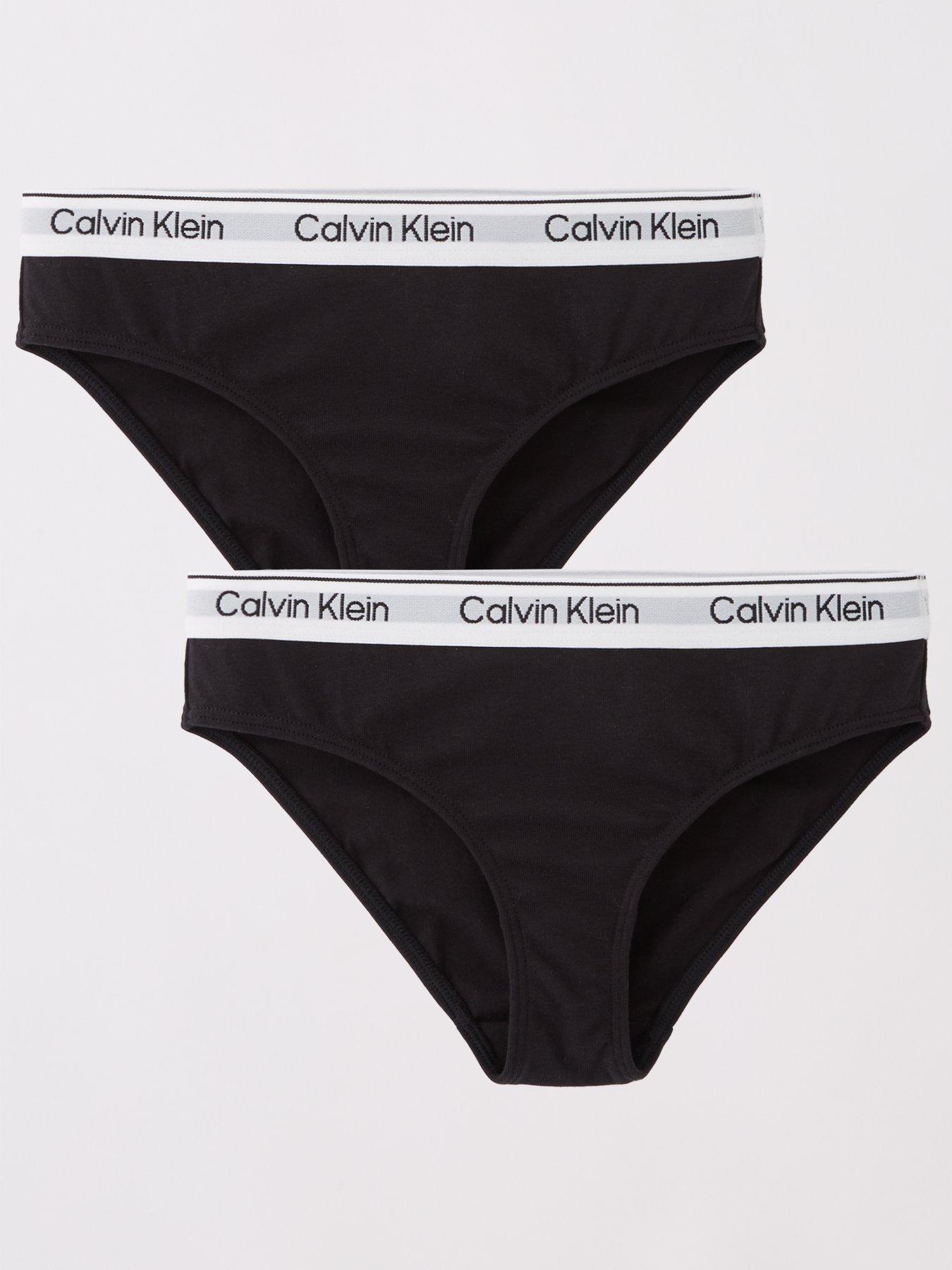 Image 1 of 3 of Calvin Klein Girls 2 Pack Modern Cotton Bikini Briefs - Black