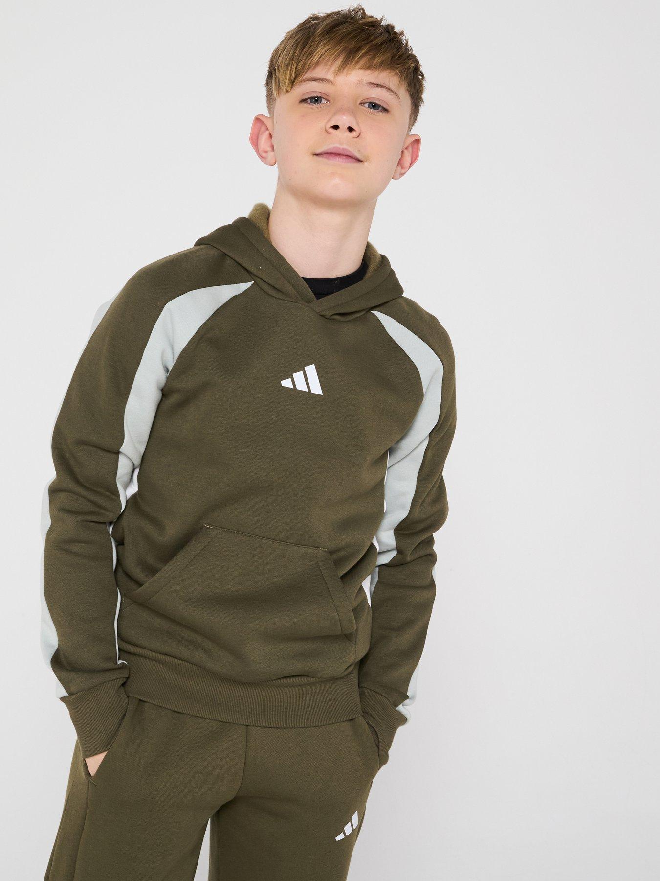 adidas-sportswear-junior-boys-seasonal-essentials-colour-block-fleece-hoodie-green