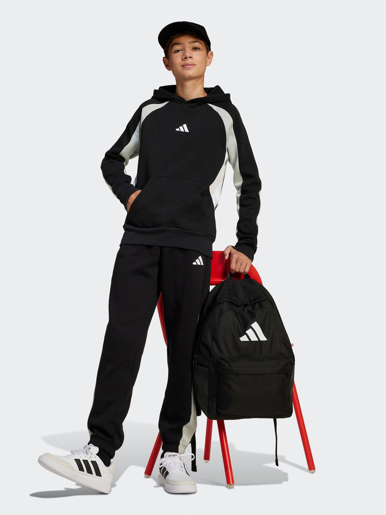 Image 3 of 5 of adidas Sportswear Junior Boys Seasonal Essentials Colorblock Fleece Hoodie - Black