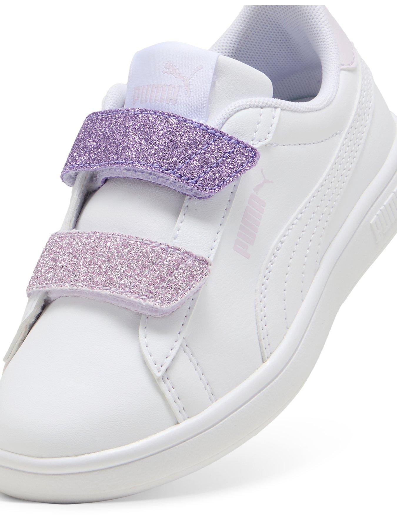 puma-kids-girls-smash-30-glitter-velcro-purplewhiteoutfit