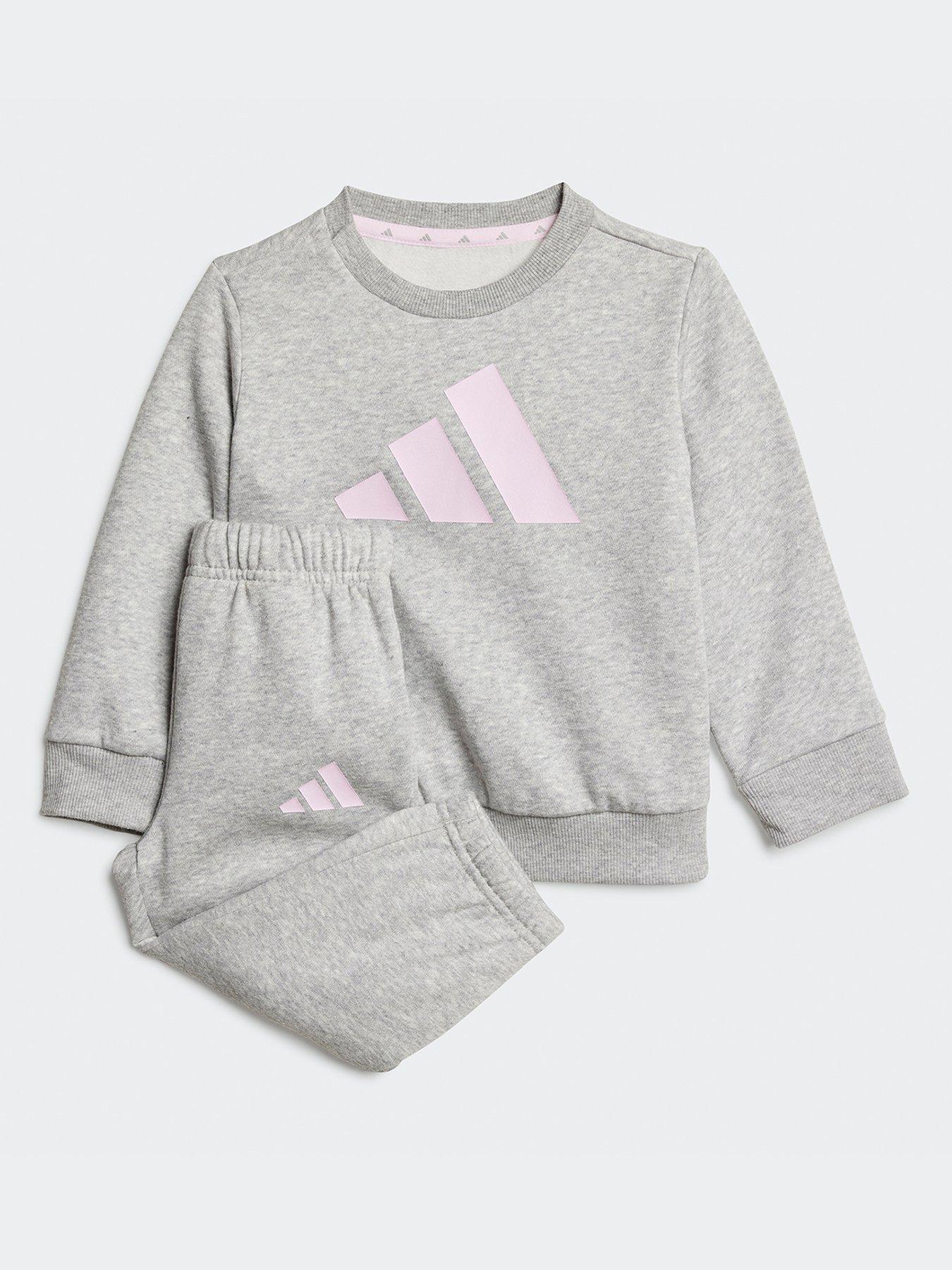 Image 1 of 5 of adidas Sportswear Infant Unisex Essentials Crew And Joggers Set - Grey