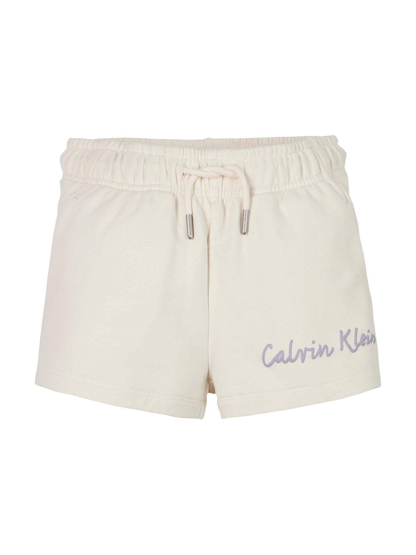 calvin-klein-jeans-girls-script-logo-shorts-creamdetail