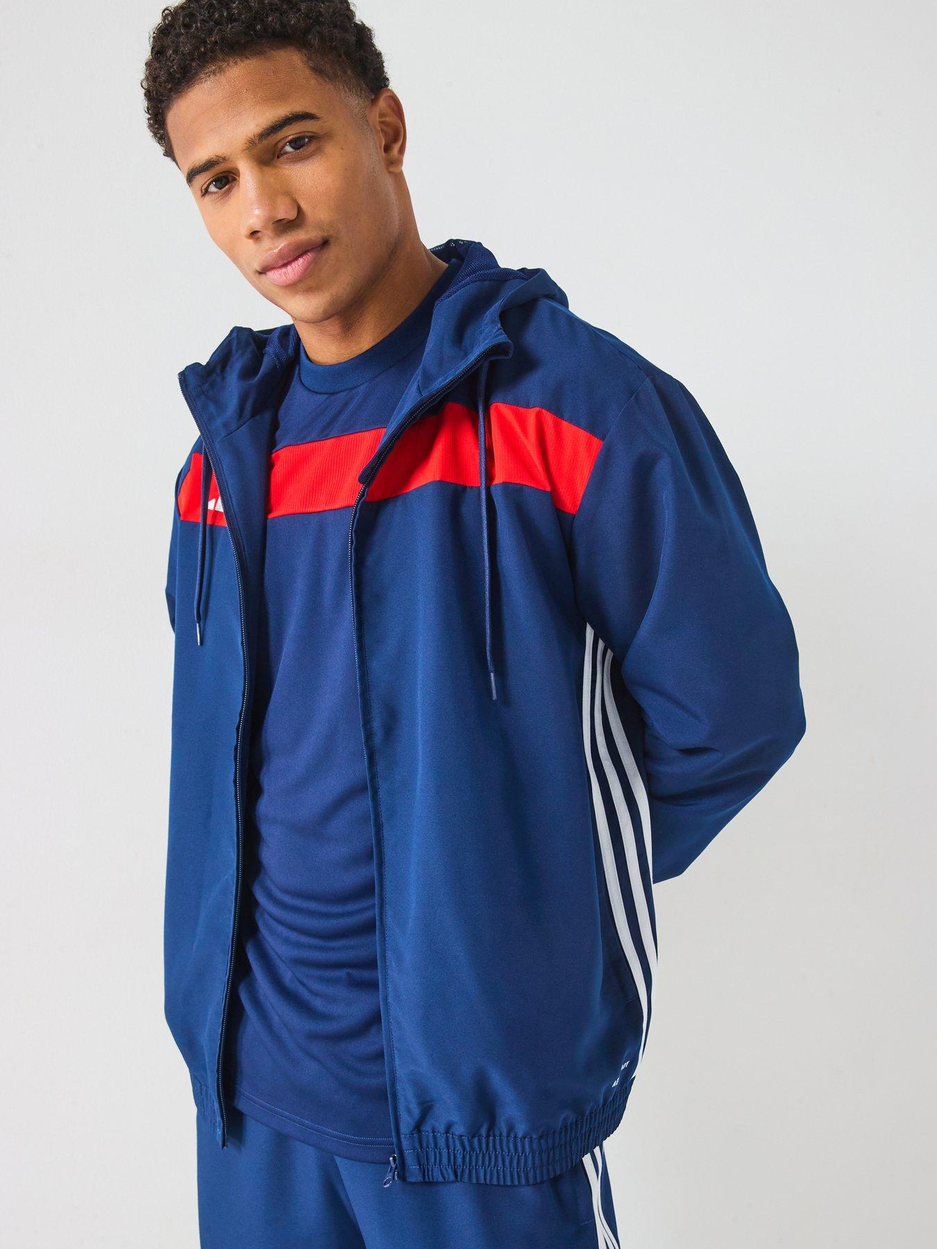 adidas-mens-tiro-essentials-woven-hoody-navyred