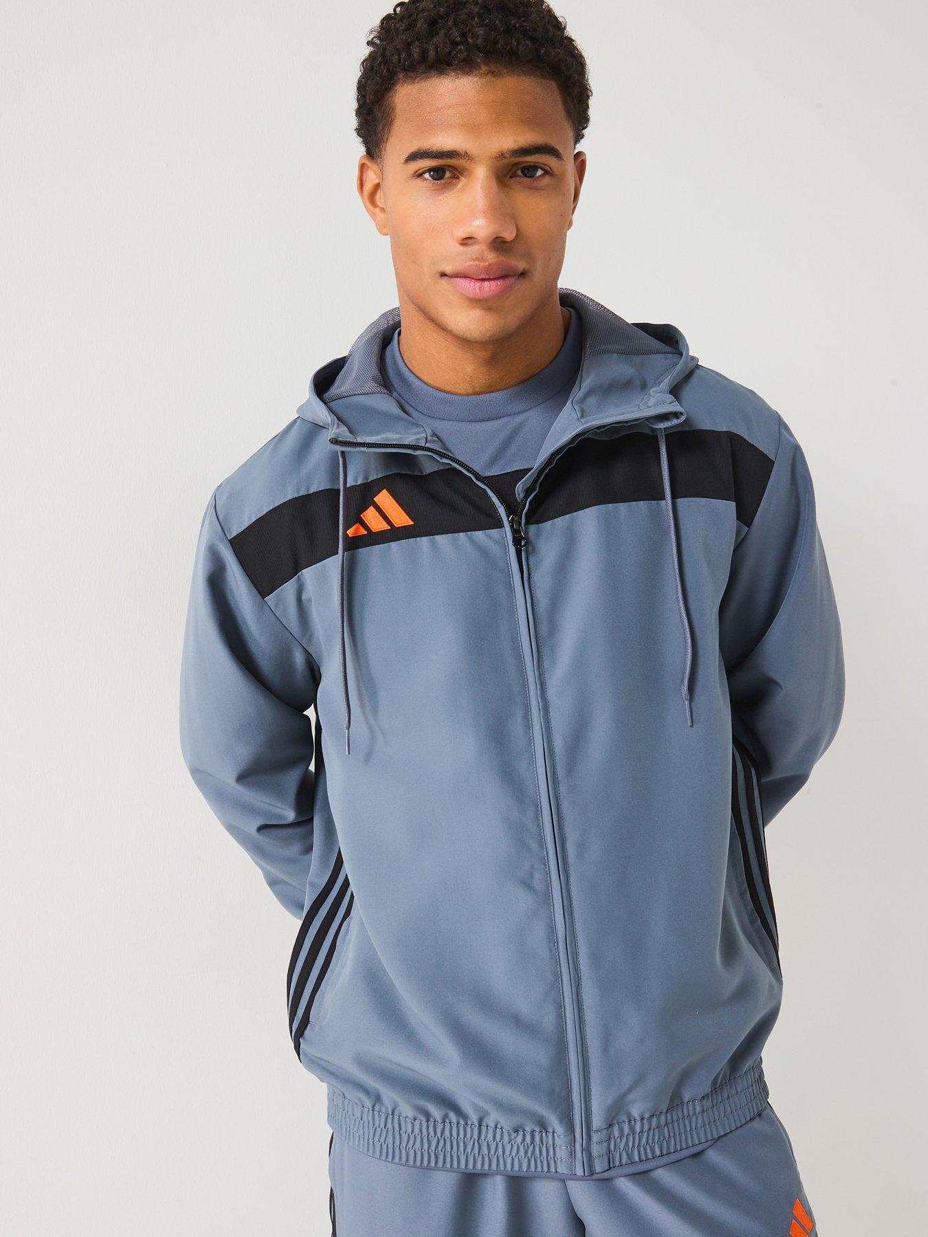 adidas Mens Tiro Essentials Woven Hoody - Grey/orange