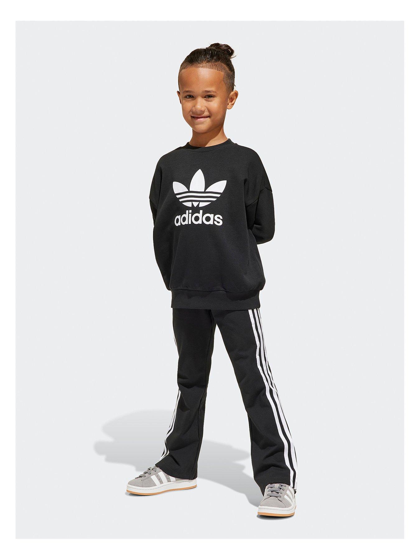 adidas-originals-kids-unisex-loose-crew-flared-legging-set-black