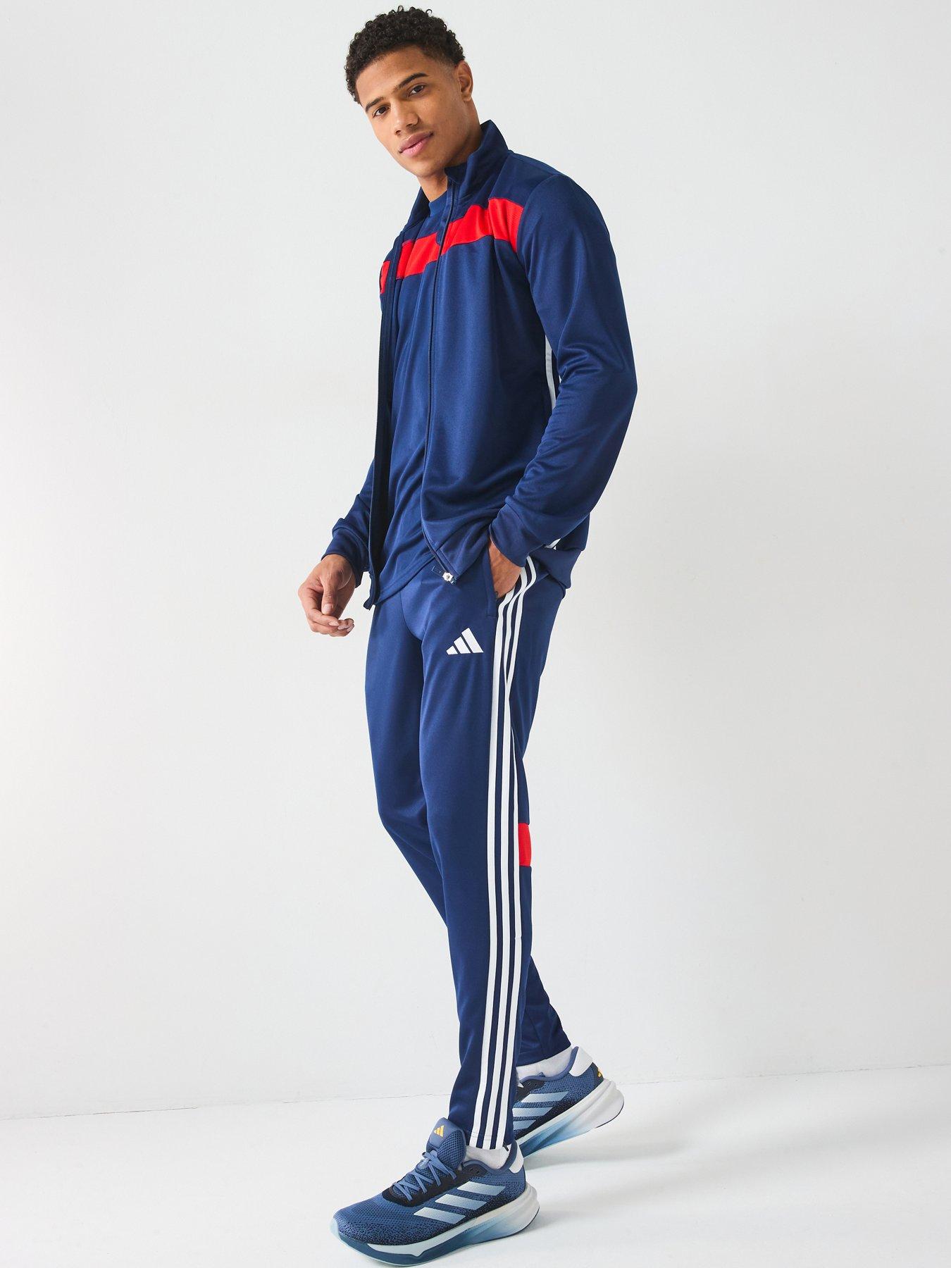 adidas Mens Tiro Essentials Tracksuit - Blue/red