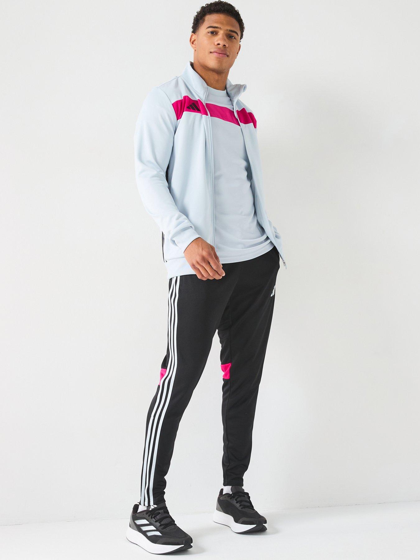 undefined Mens Tiro Essentials Tracksuit - Grey/pink