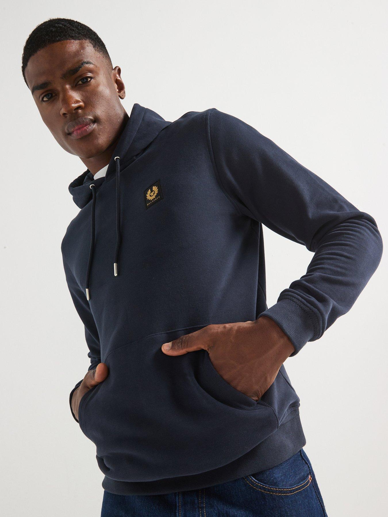 Belstaff Logo Patch Regular Fit Hoodie - Navy