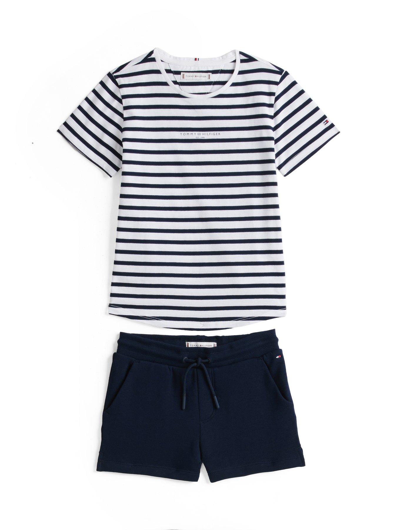 Image of Tommy Hilfiger Girls Mini Corp Short Sleeve T-Shirt And Short Set - Navy