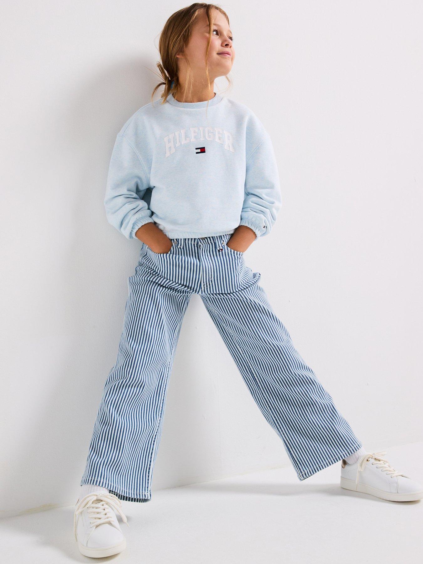 Image of Tommy Hilfiger Girls Mabel Stripe Jeans - Blue
