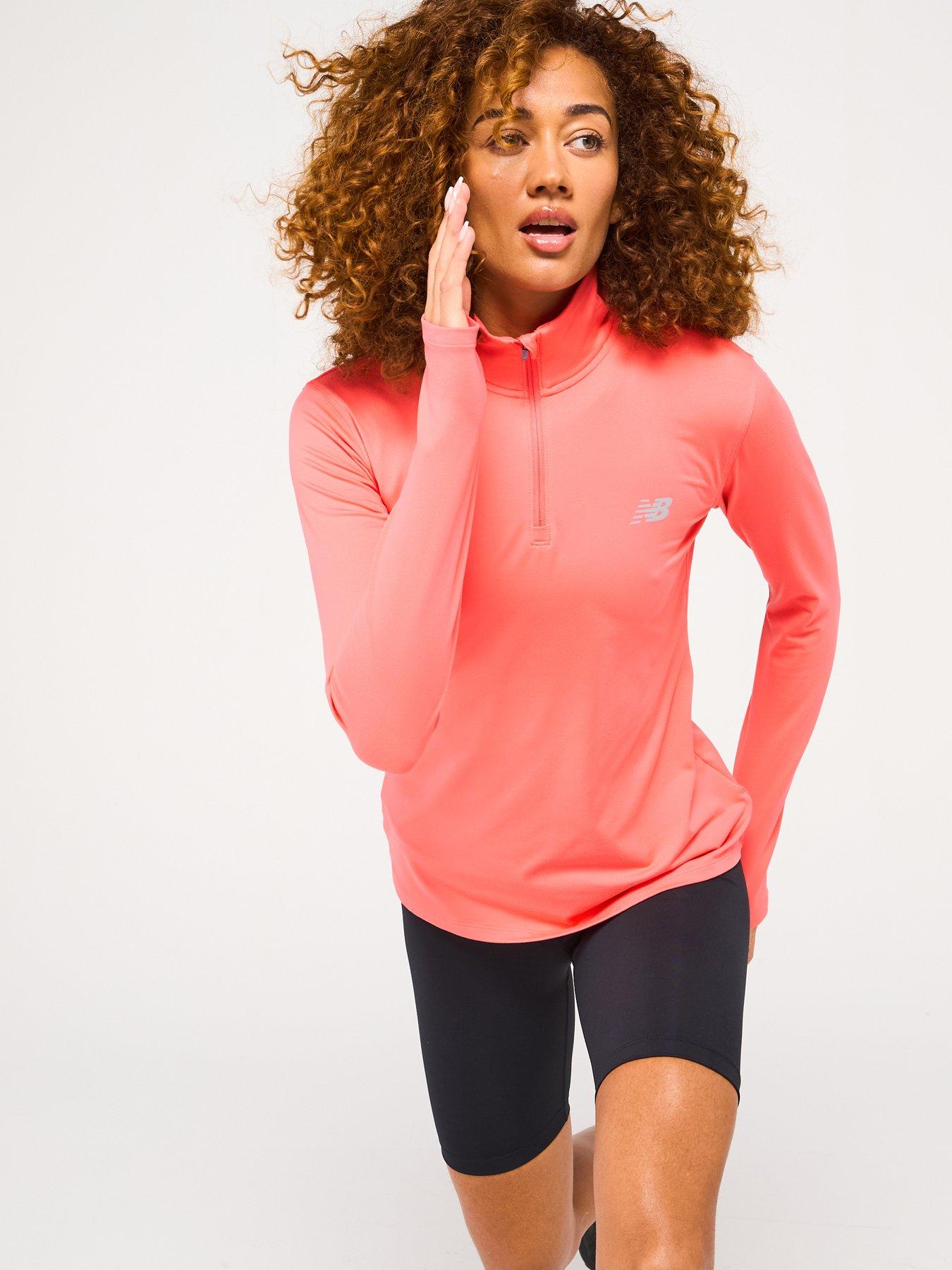 Image of New Balance Womens Running Sport Essentials Space Dye Quarter Zip - Pink