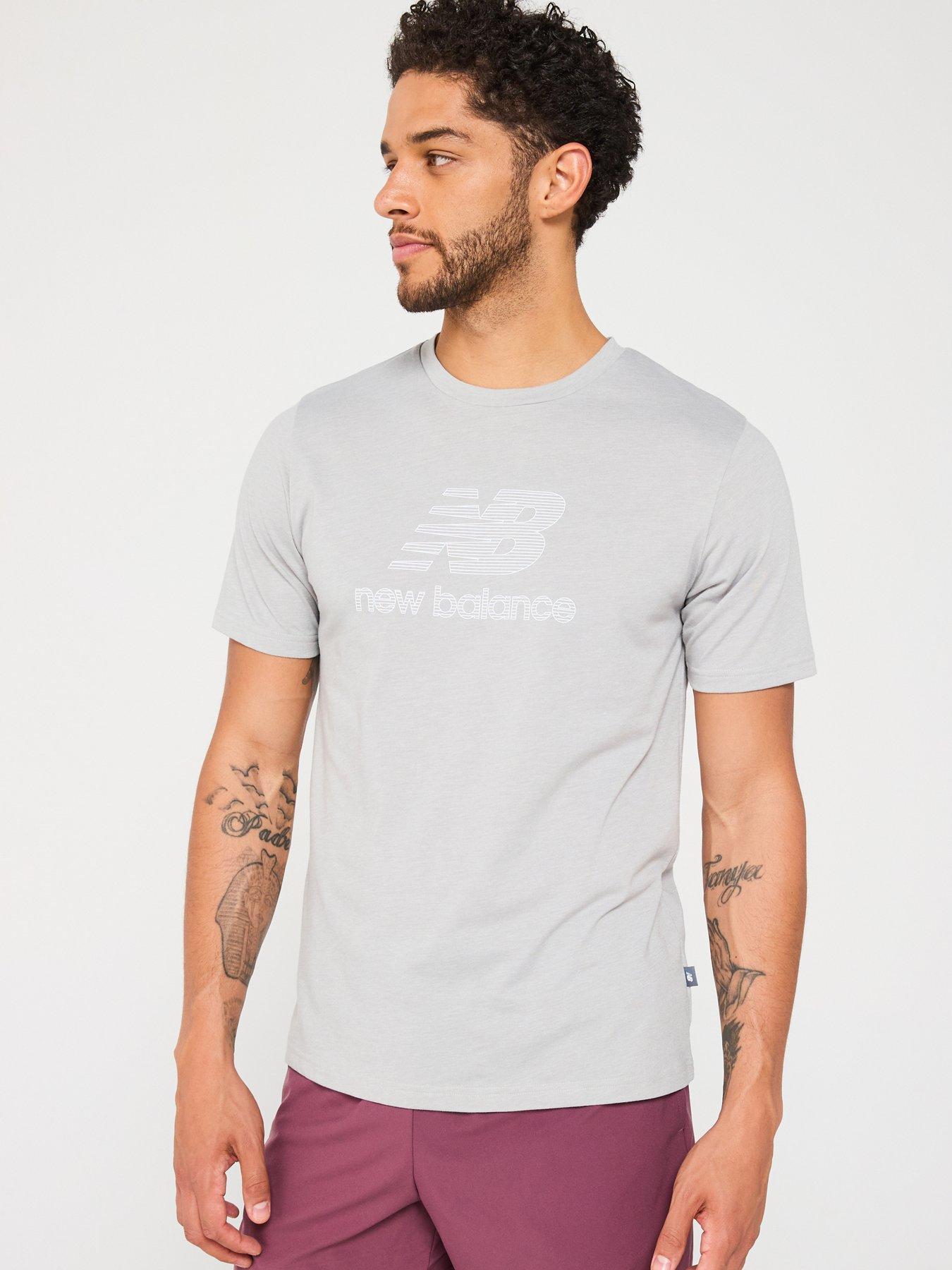 New Balance Men's Running Heathertech Logo T-Shirt - Grey