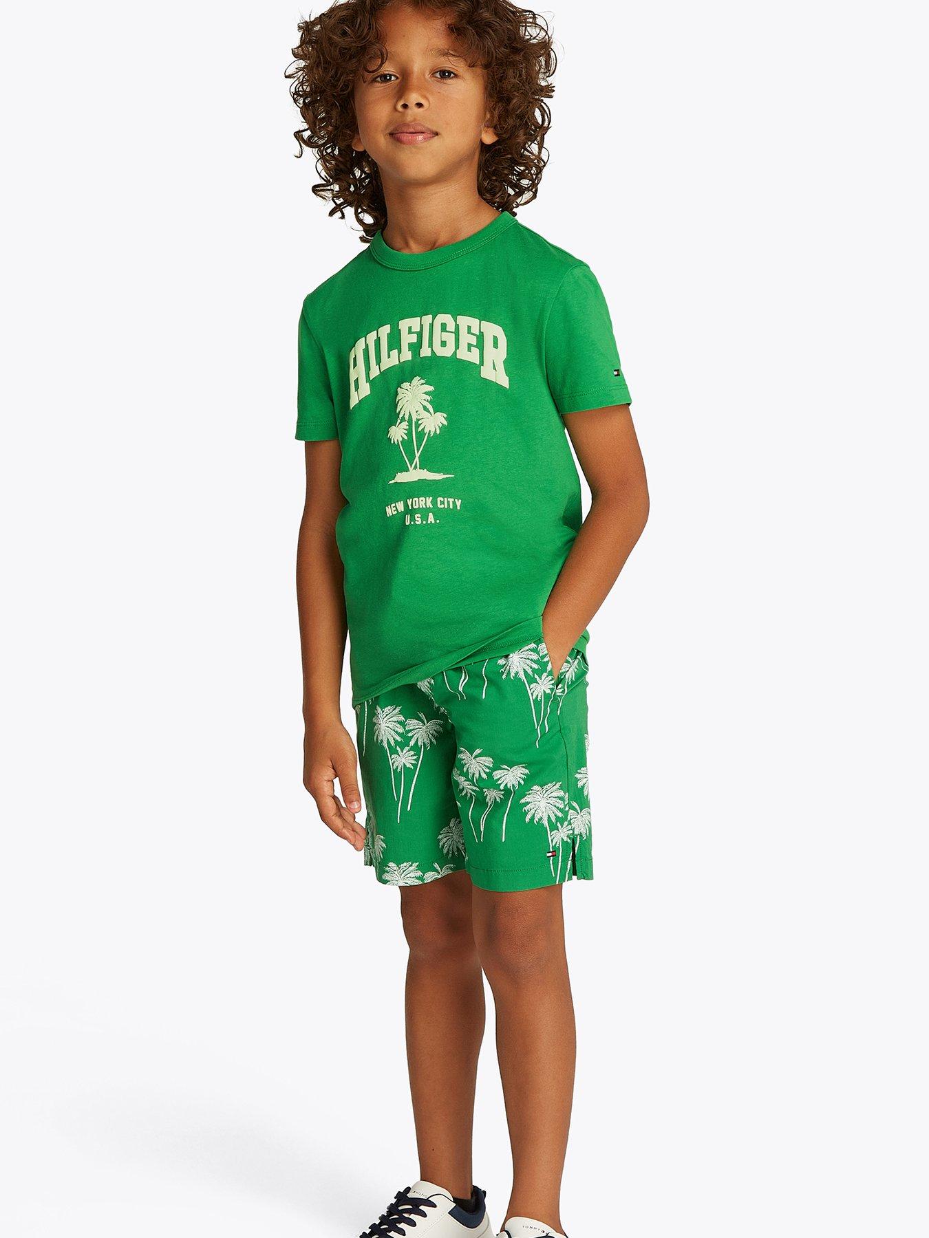 undefined Boys Palm Print Short Sleeve T-Shirt - Green