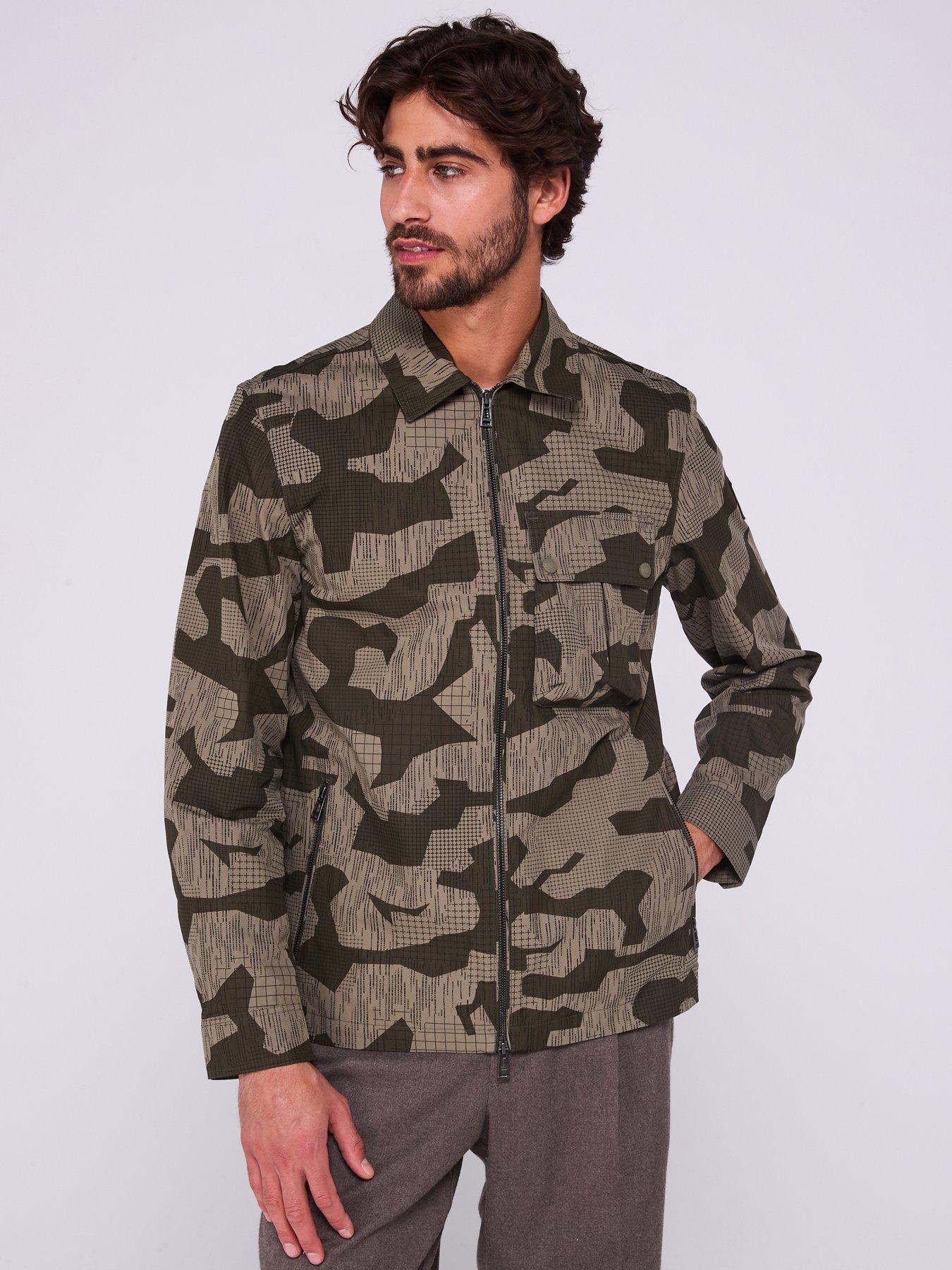 Image 1 of 6 of Belstaff Drome Camo Zip Thru Overshirt - Khaki