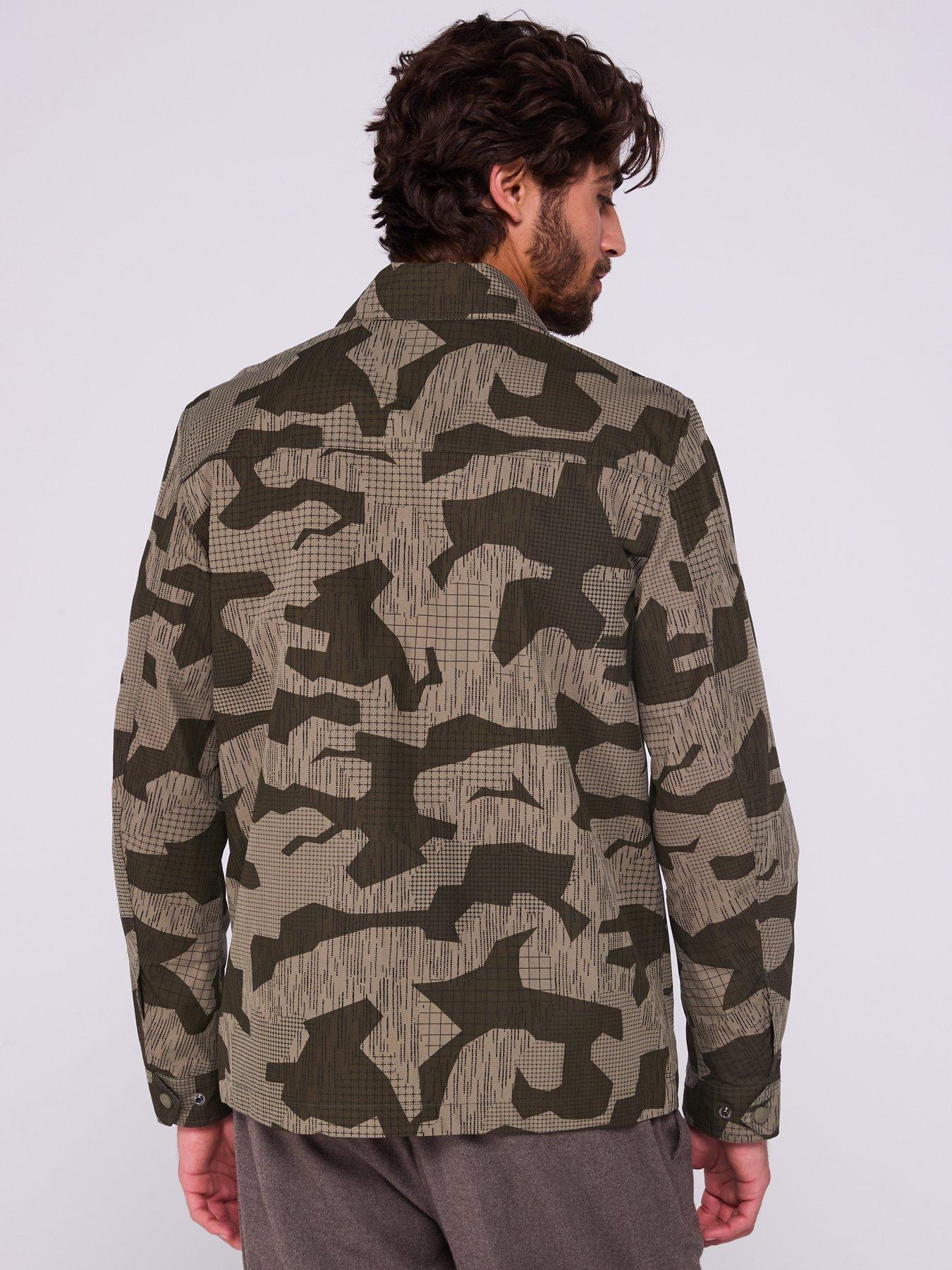 Image 2 of 6 of Belstaff Drome Camo Zip Thru Overshirt - Khaki