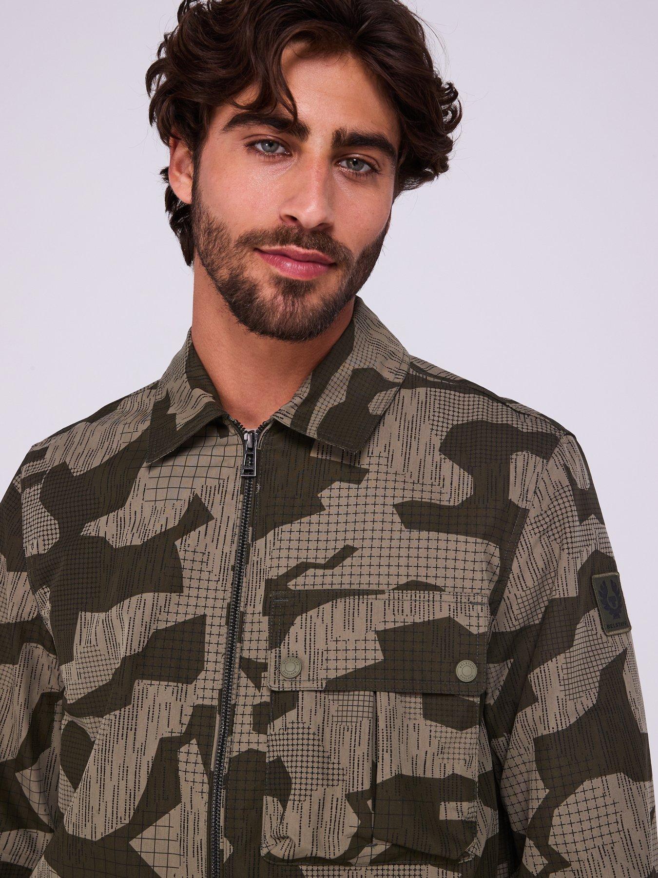 Image 4 of 6 of Belstaff Drome Camo Zip Thru Overshirt - Khaki