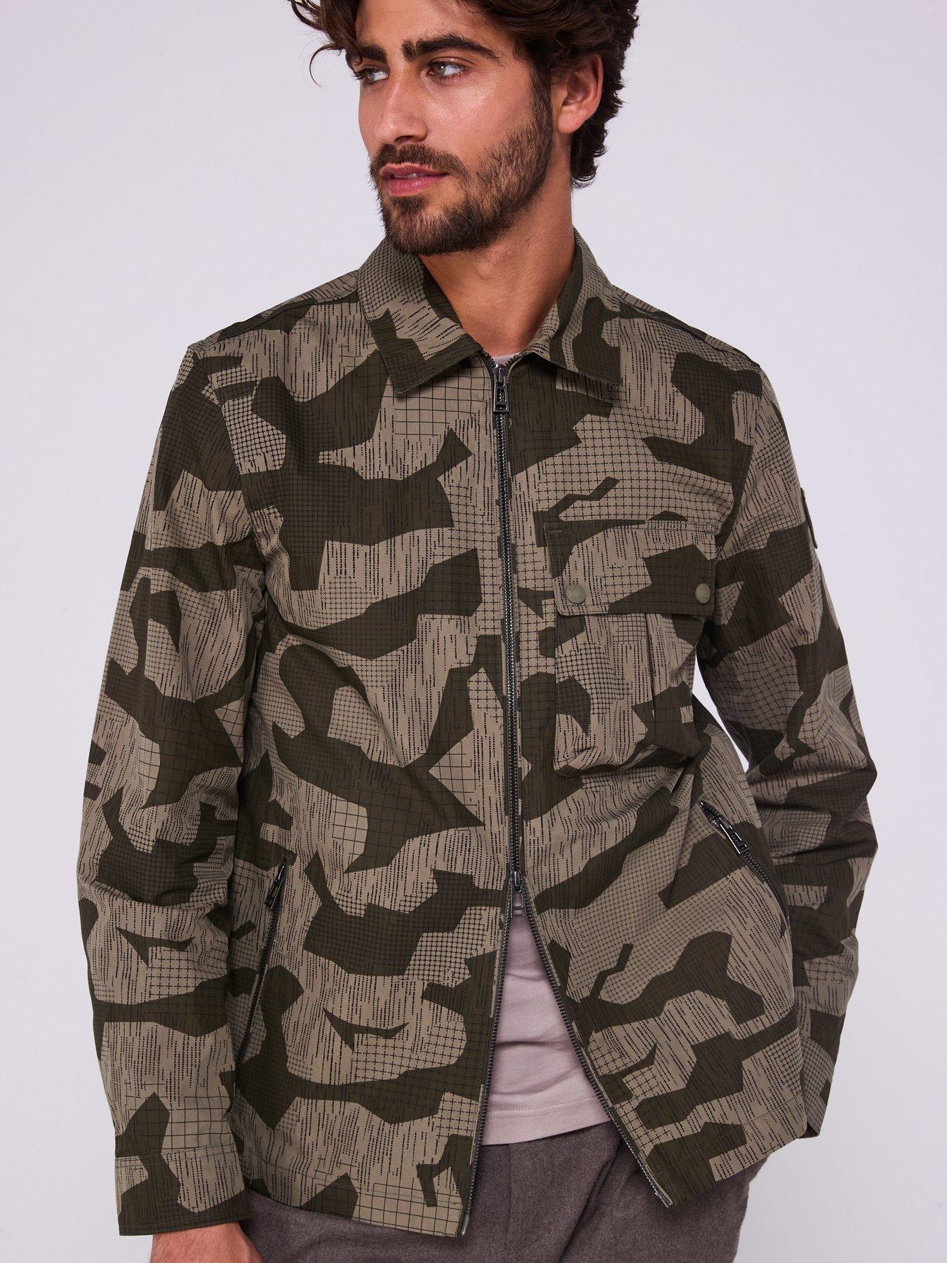 Image 5 of 6 of Belstaff Drome Camo Zip Thru Overshirt - Khaki