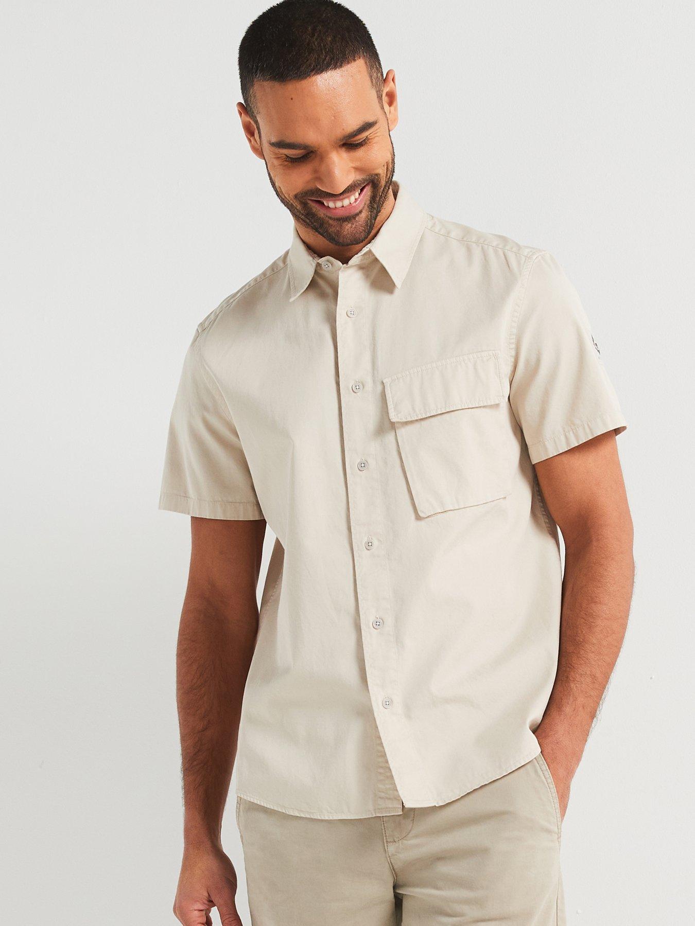 Image of Belstaff Scale Short Sleeve Shirt - Light Beige