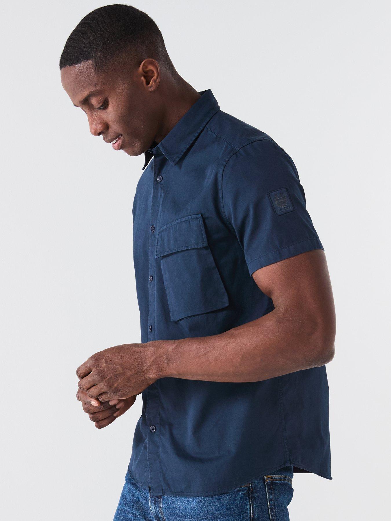 Image 4 of 6 of Belstaff Scale Short Sleeve Shirt - Navy