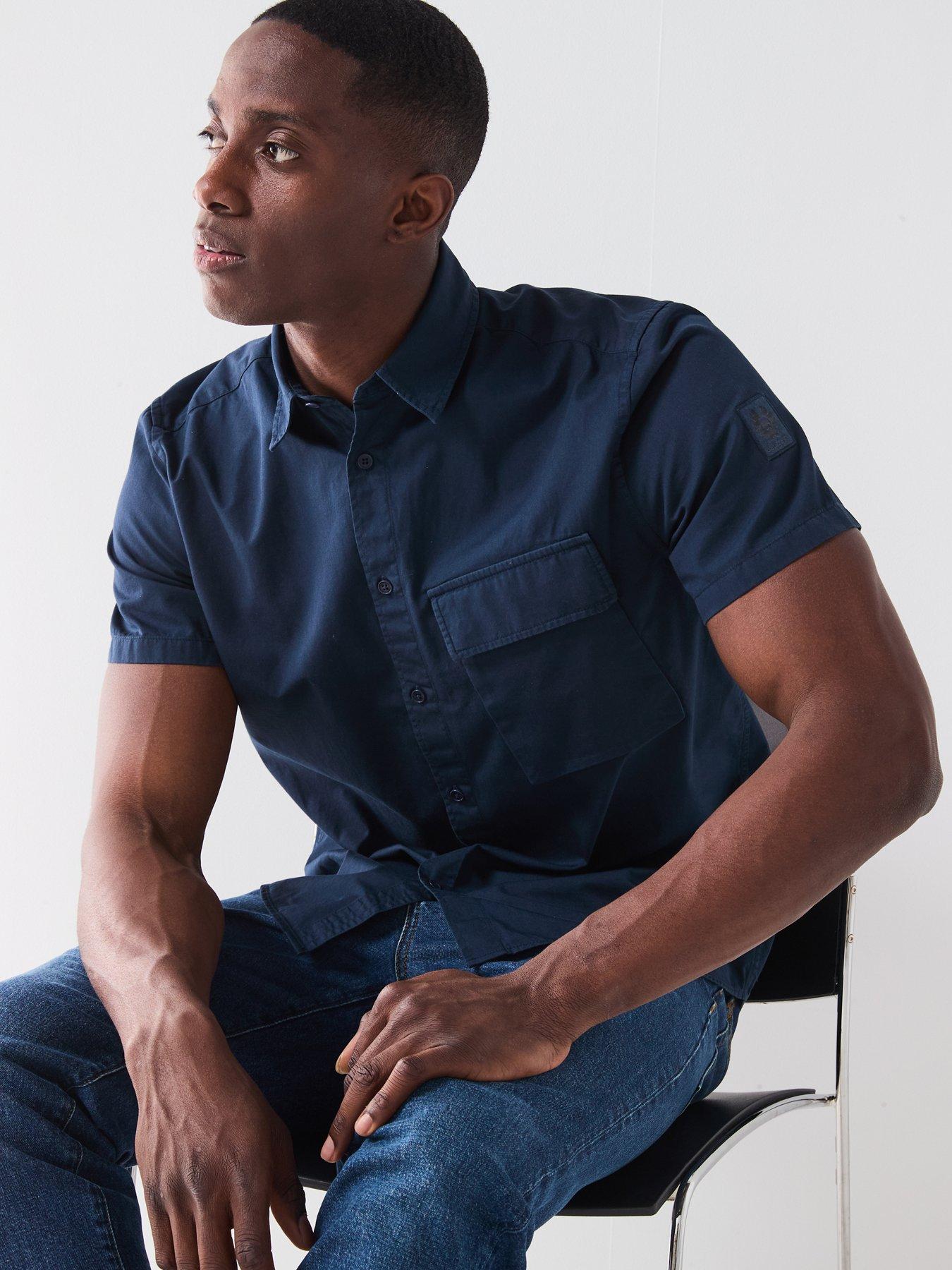 Image 6 of 6 of Belstaff Scale Short Sleeve Shirt - Navy
