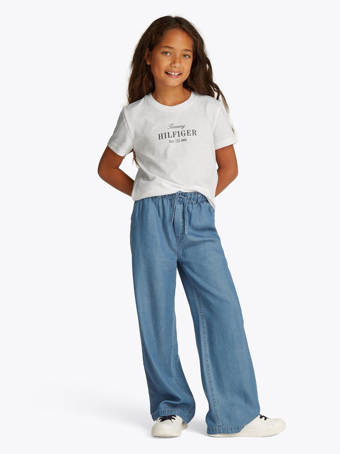 Tommy Hilfiger Girls Script Short Sleeve T-Shirt - White