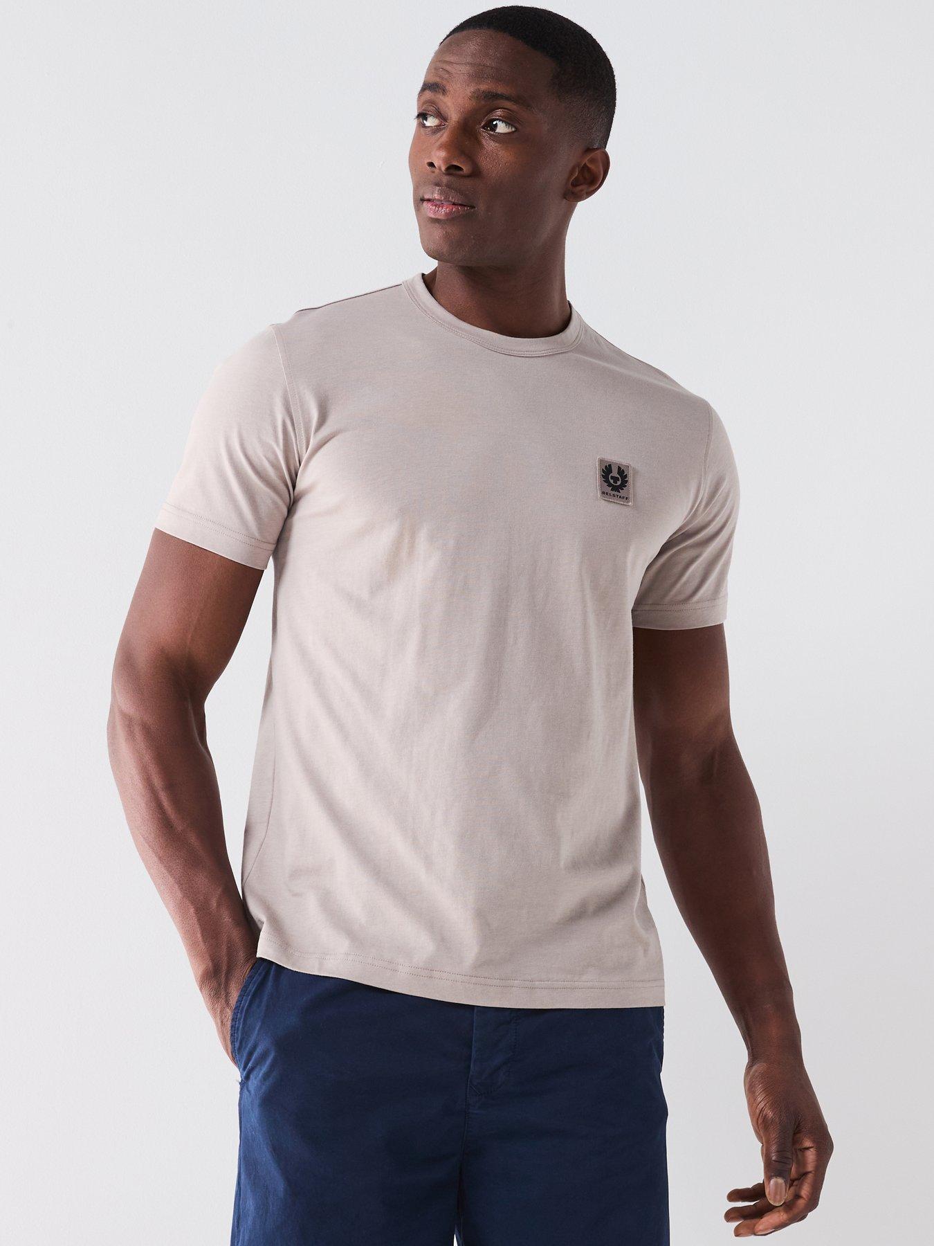 undefined Left Chest Patch Logo Regular Fit T-Shirt - Dark Beige