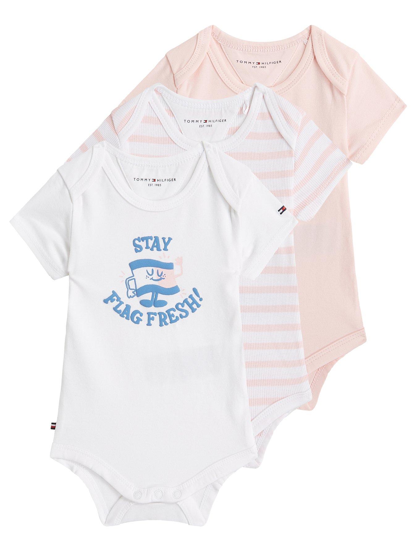 undefined Baby Girls 3 Pack Short Sleeve Bodysuit Giftbox - Pink