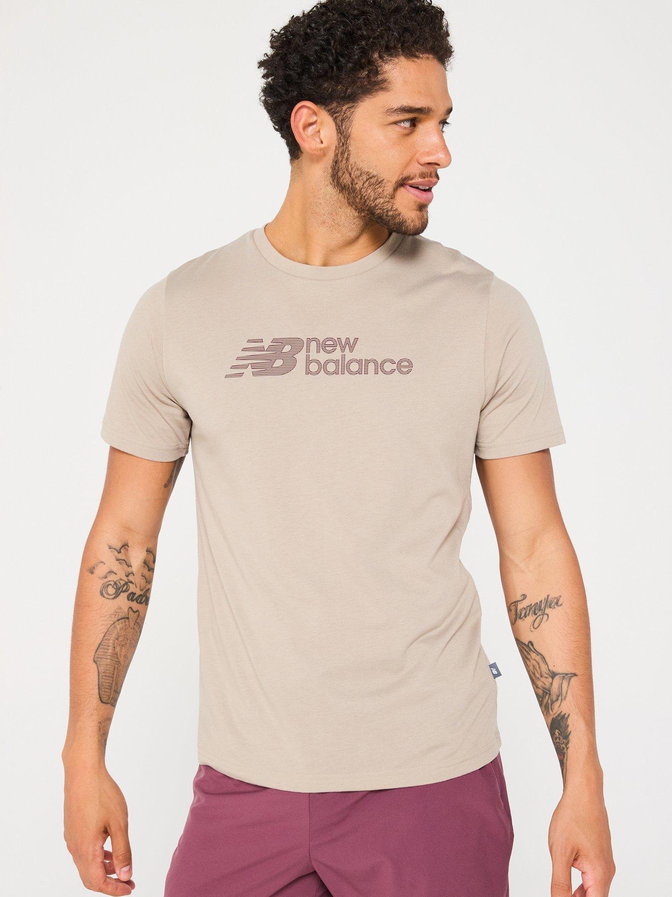 undefined Mens Running Heathertech Linear T-Shirt - Beige