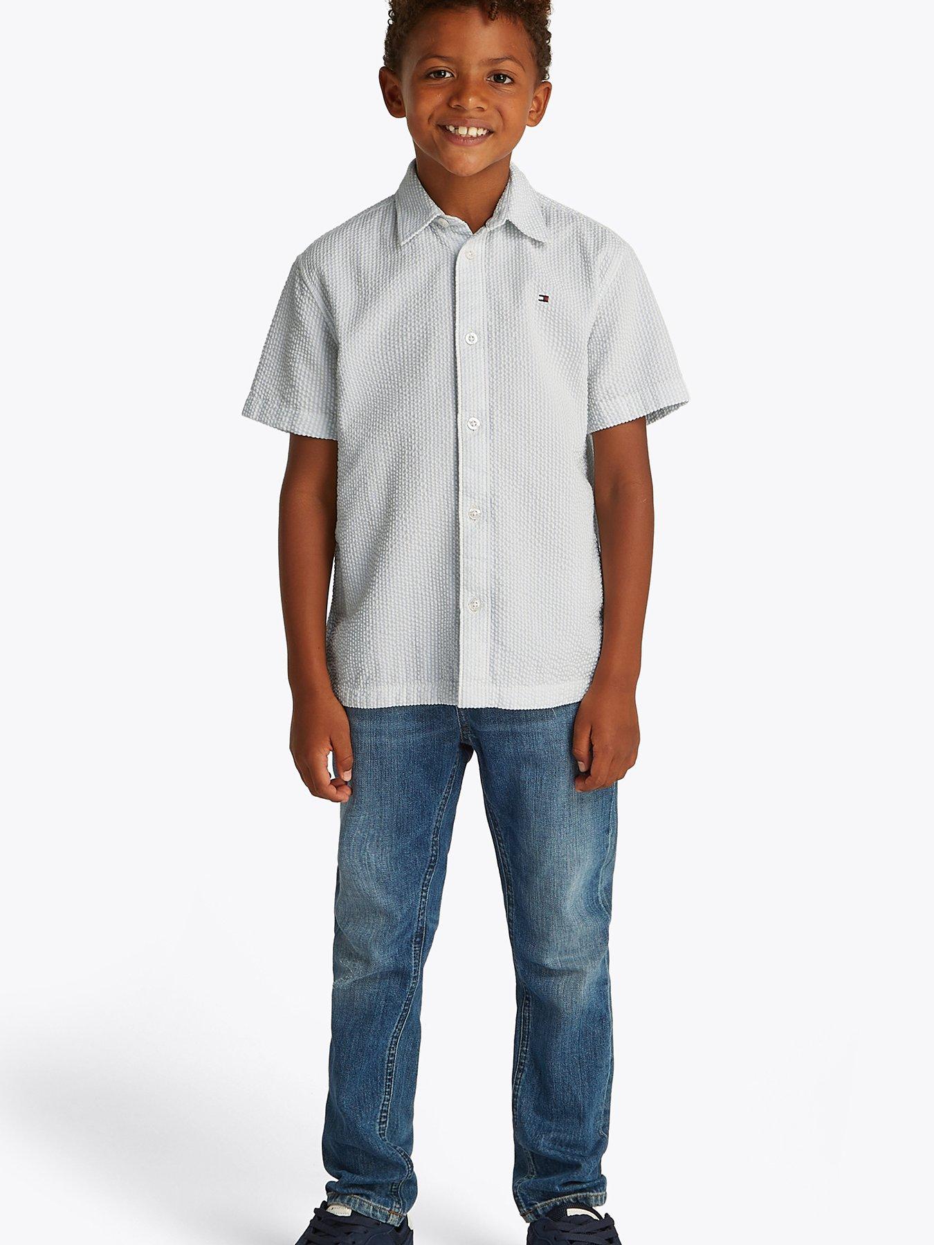 Tommy Hilfiger Boys Seersucker Short Sleeve Shirt - Multi
