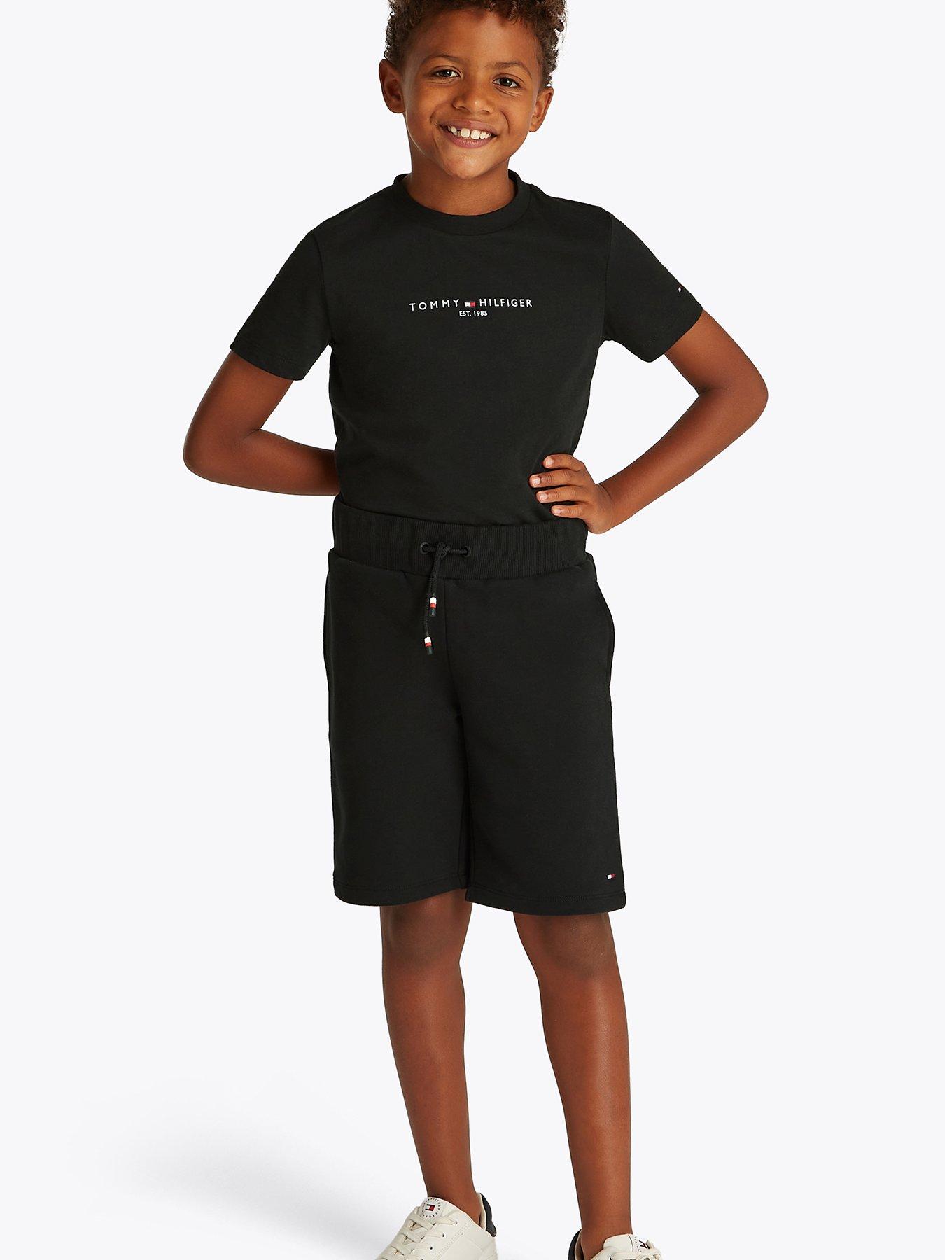 Image 1 of 5 of Tommy Hilfiger Boys Essential Short Sleeve T-Shirt And Short Set - Black