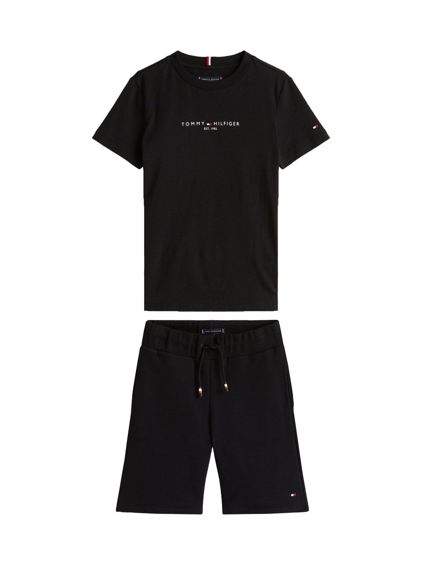 Image 4 of 5 of Tommy Hilfiger Boys Essential Short Sleeve T-Shirt And Short Set - Black