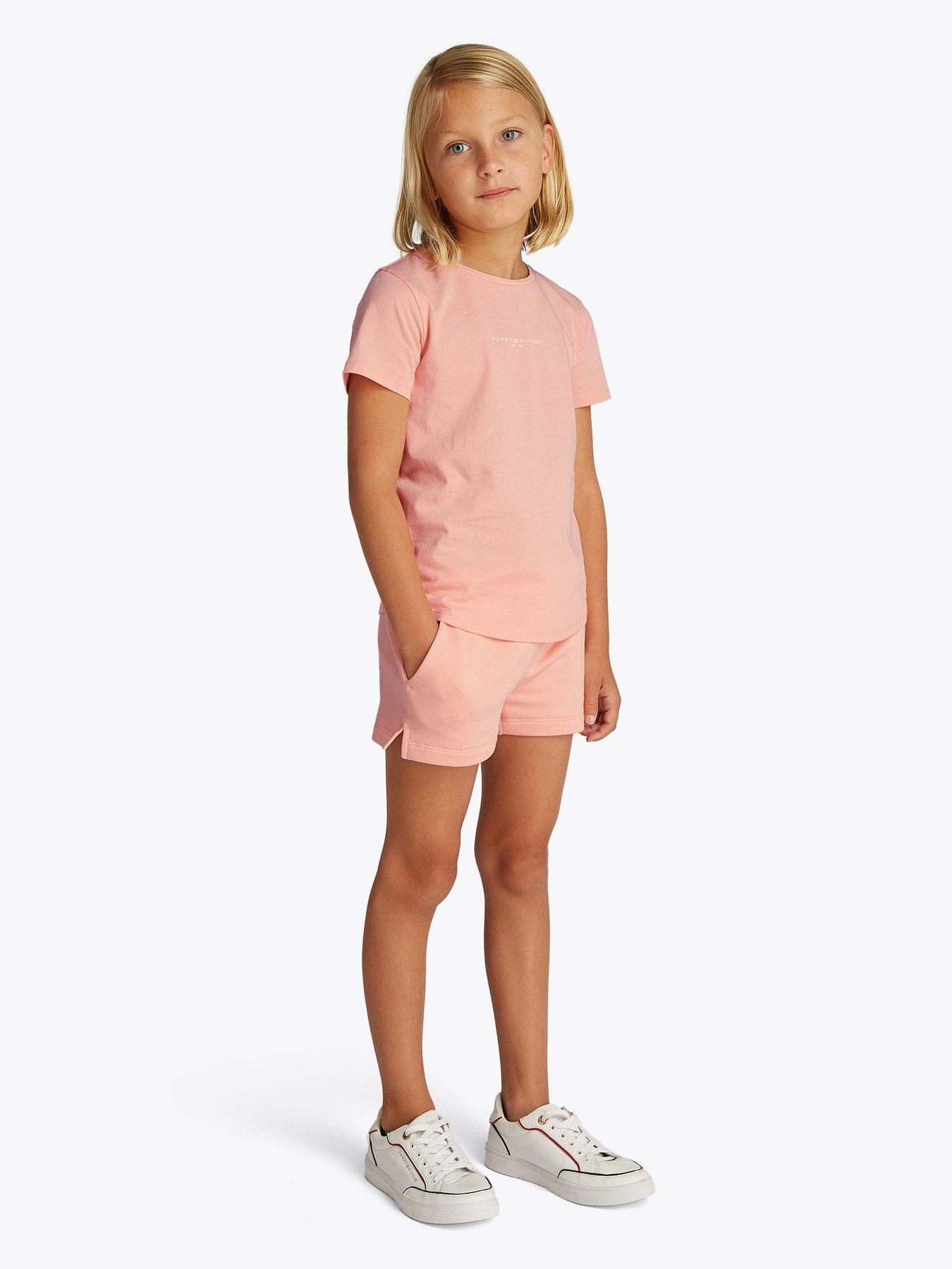 undefined Girls Mini Corp Short Sleeve T-Shirt And Short Set - Pink