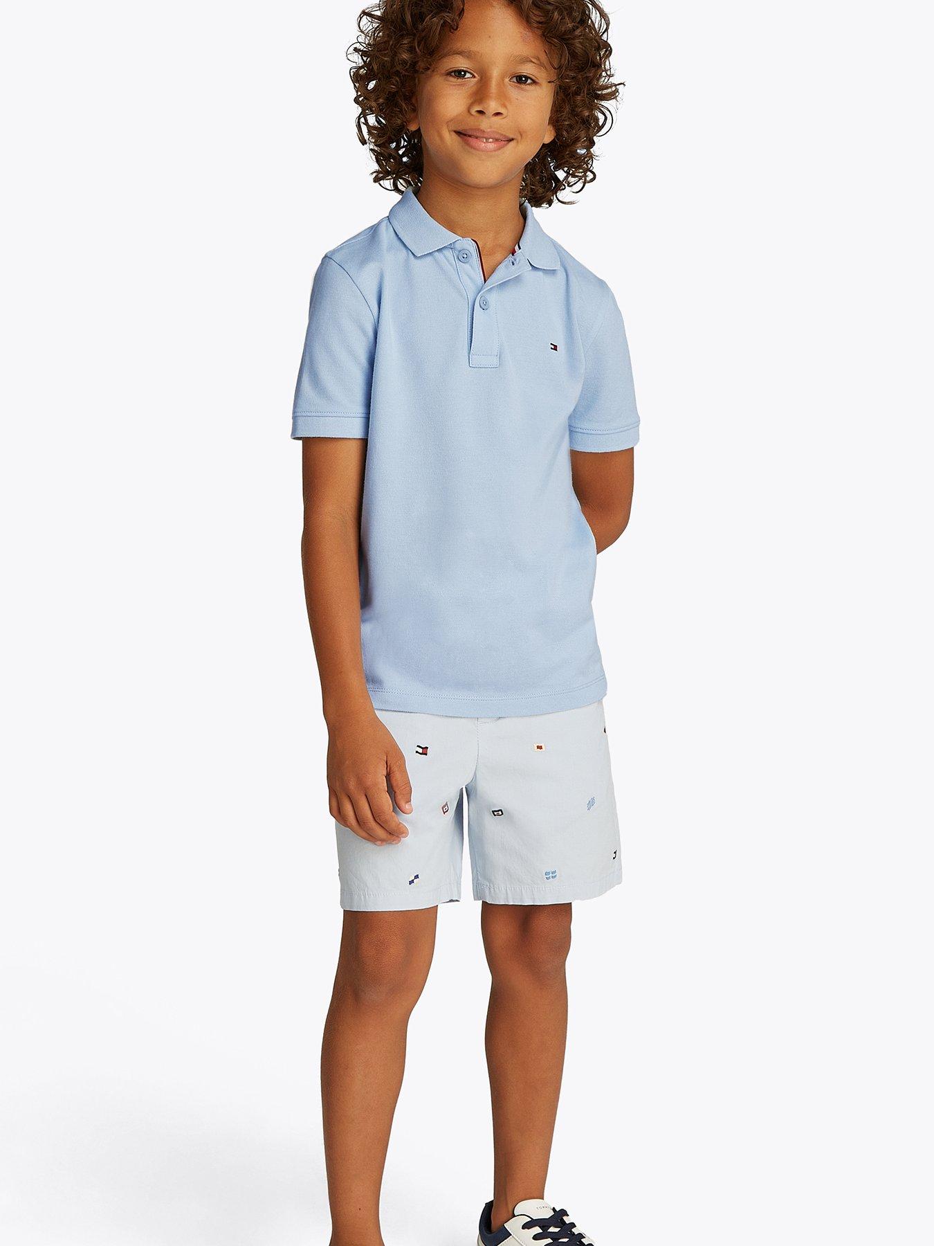 Image 1 of 5 of Tommy Hilfiger Boys Flag Short Sleeve Polo Shirt - Blue