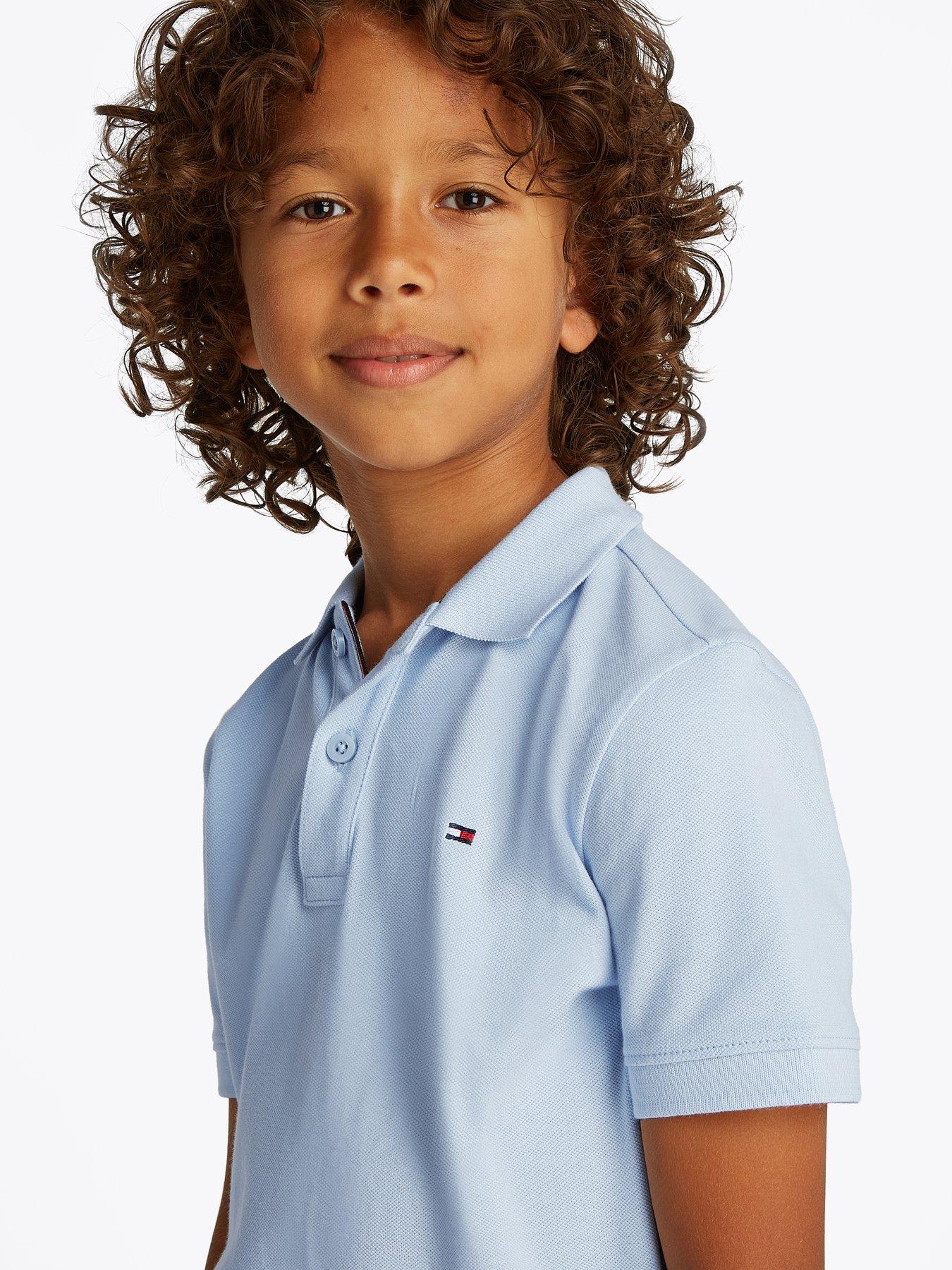 Image 2 of 5 of Tommy Hilfiger Boys Flag Short Sleeve Polo Shirt - Blue