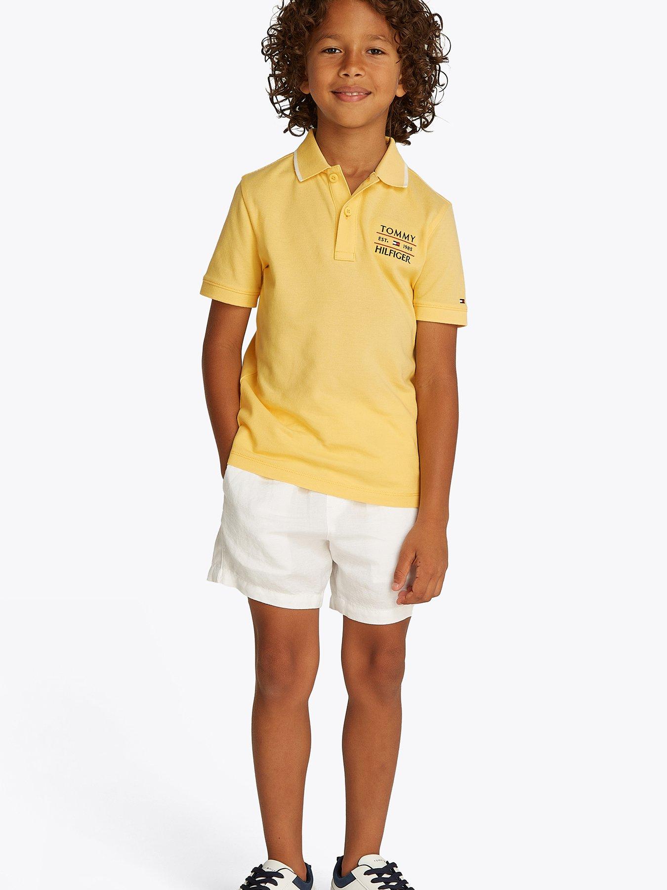 undefined Boys Flag Short Sleeve Polo Shirt - Yellow