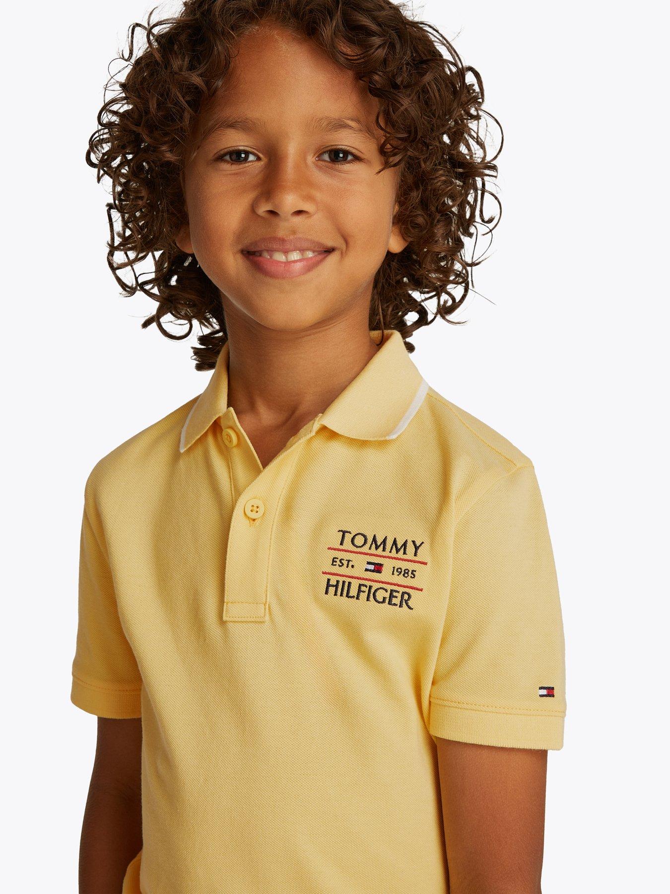 Image 2 of 5 of Tommy Hilfiger Boys Flag Short Sleeve Polo Shirt - Yellow