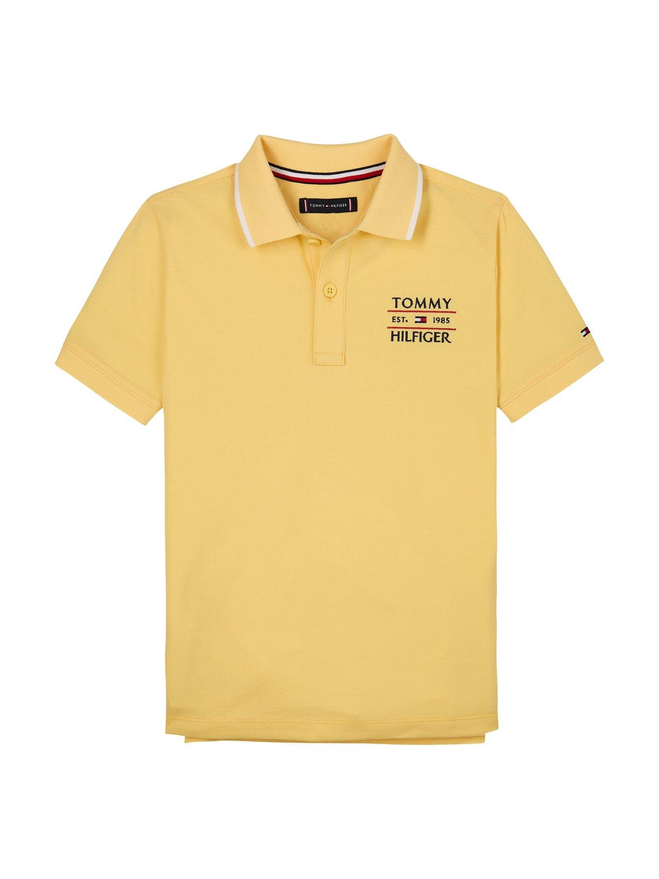 Image 4 of 5 of Tommy Hilfiger Boys Flag Short Sleeve Polo Shirt - Yellow