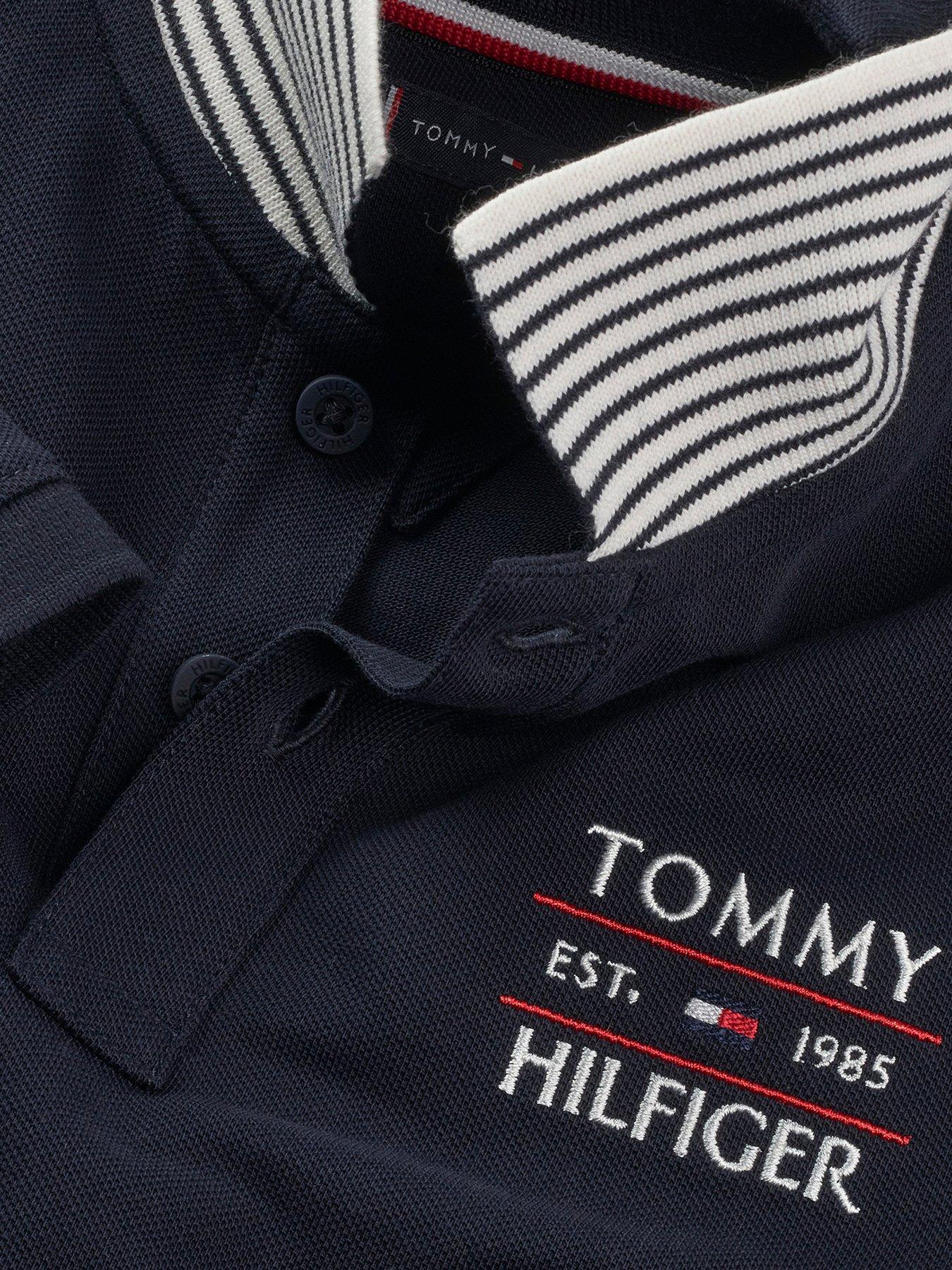 Image 3 of 3 of Tommy Hilfiger Boys Flag Short Sleeve Polo Shirt - Navy