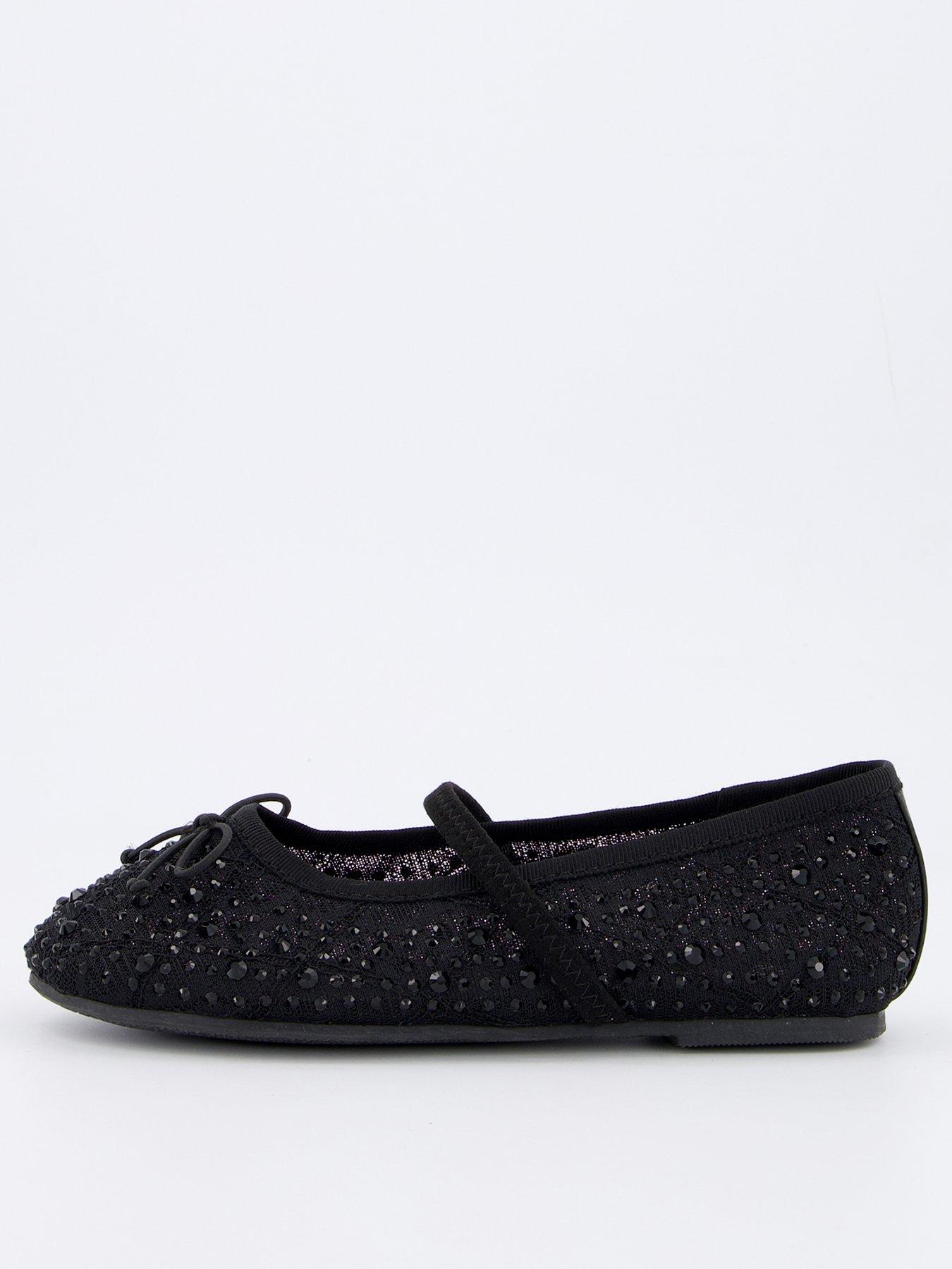 Image 1 of 7 of V by Very Girls Diamante Ballet Pump - Black