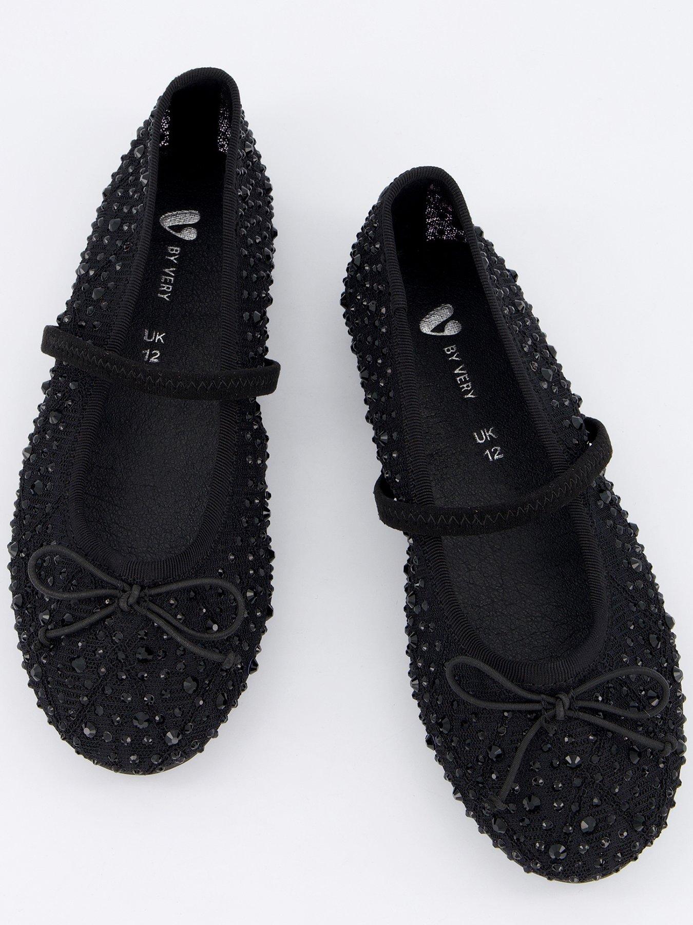 Image 3 of 7 of V by Very Girls Diamante Ballet Pump - Black