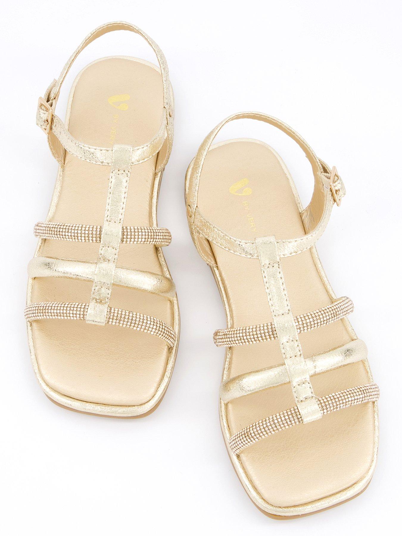 Image 3 of 7 of V by Very Diamante Strappy Sandal - Gold