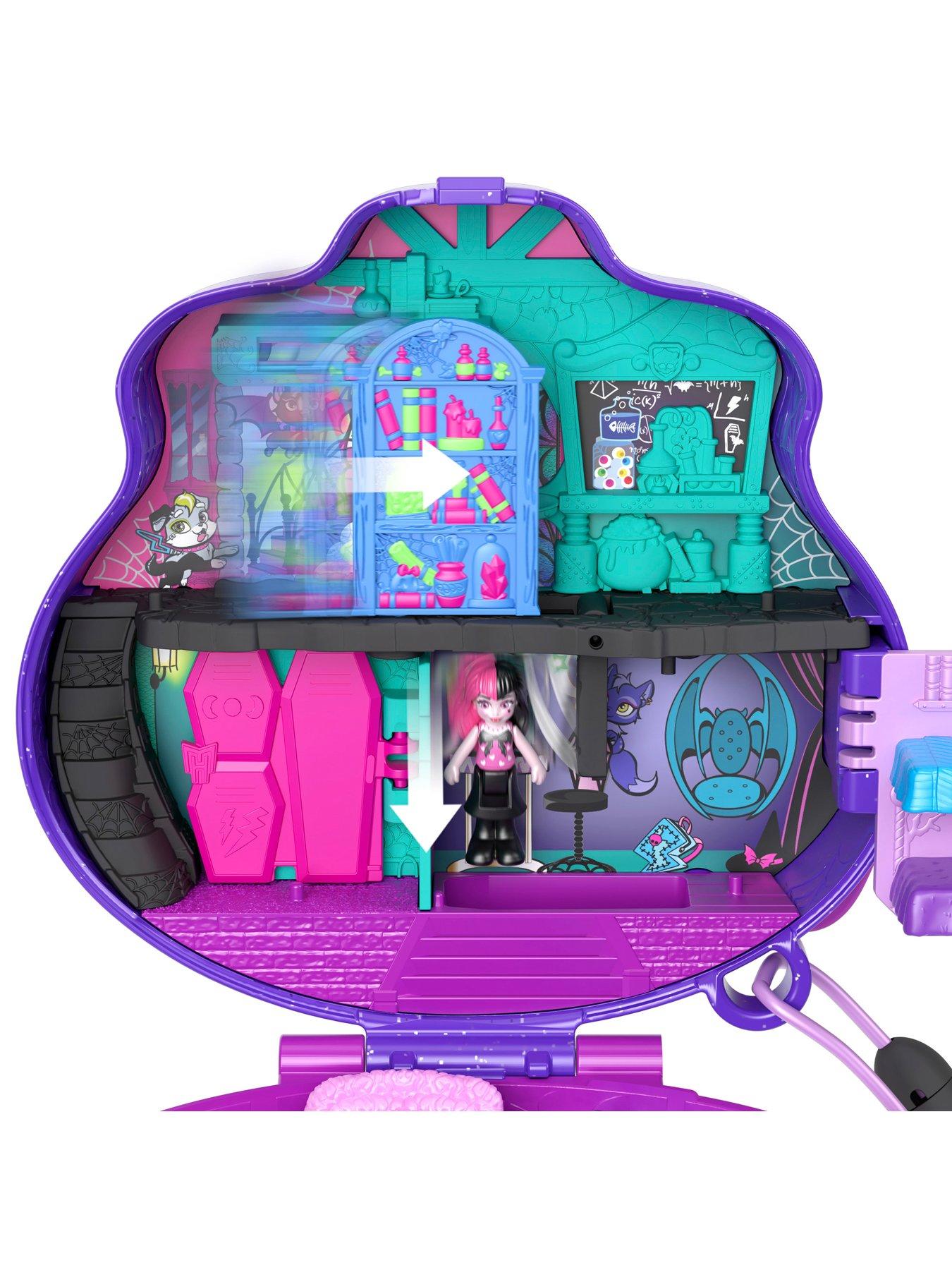 Image 2 of 6 of Polly Pocket Polly Pocket Monster High Compact with 3 Micro Dolls &amp; 10 Accessories, Opens to High School